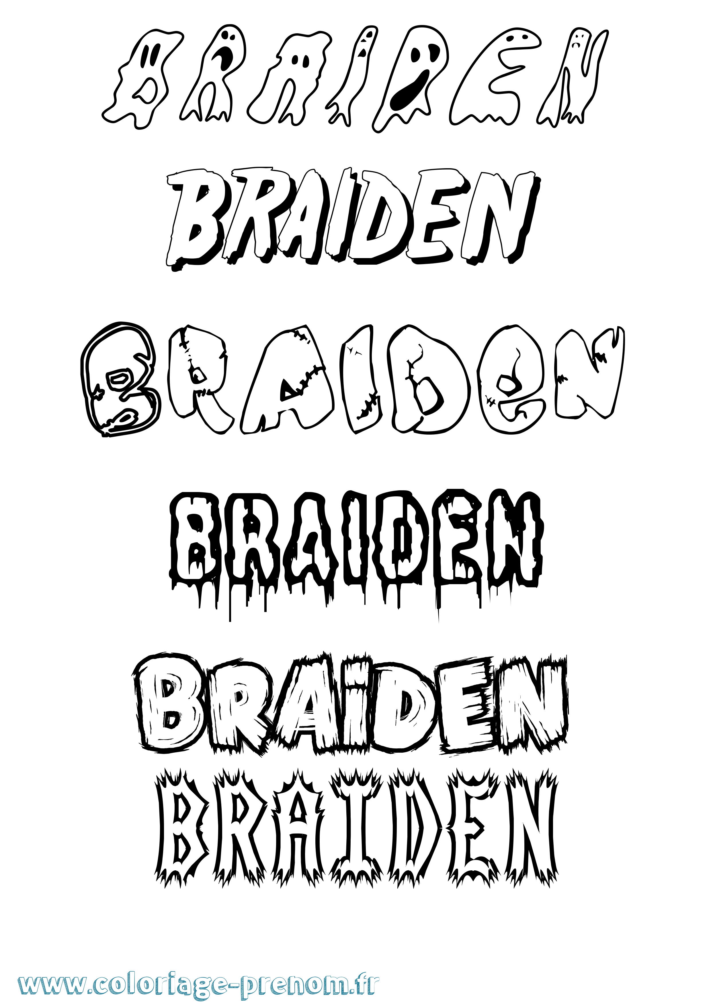 Coloriage prénom Braiden Frisson