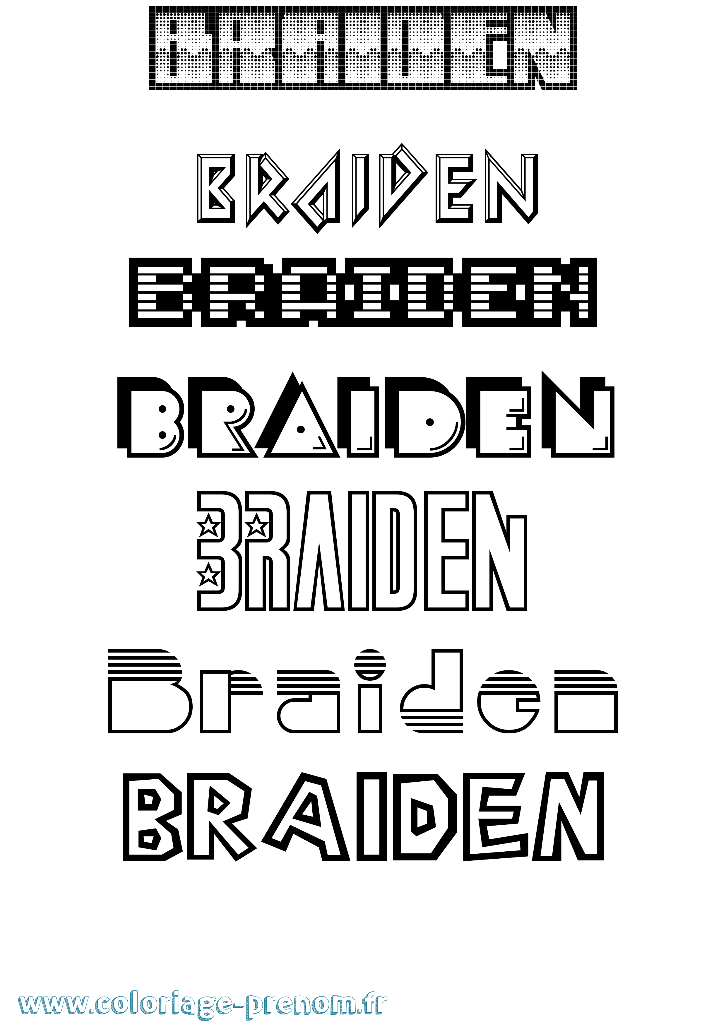 Coloriage prénom Braiden Jeux Vidéos