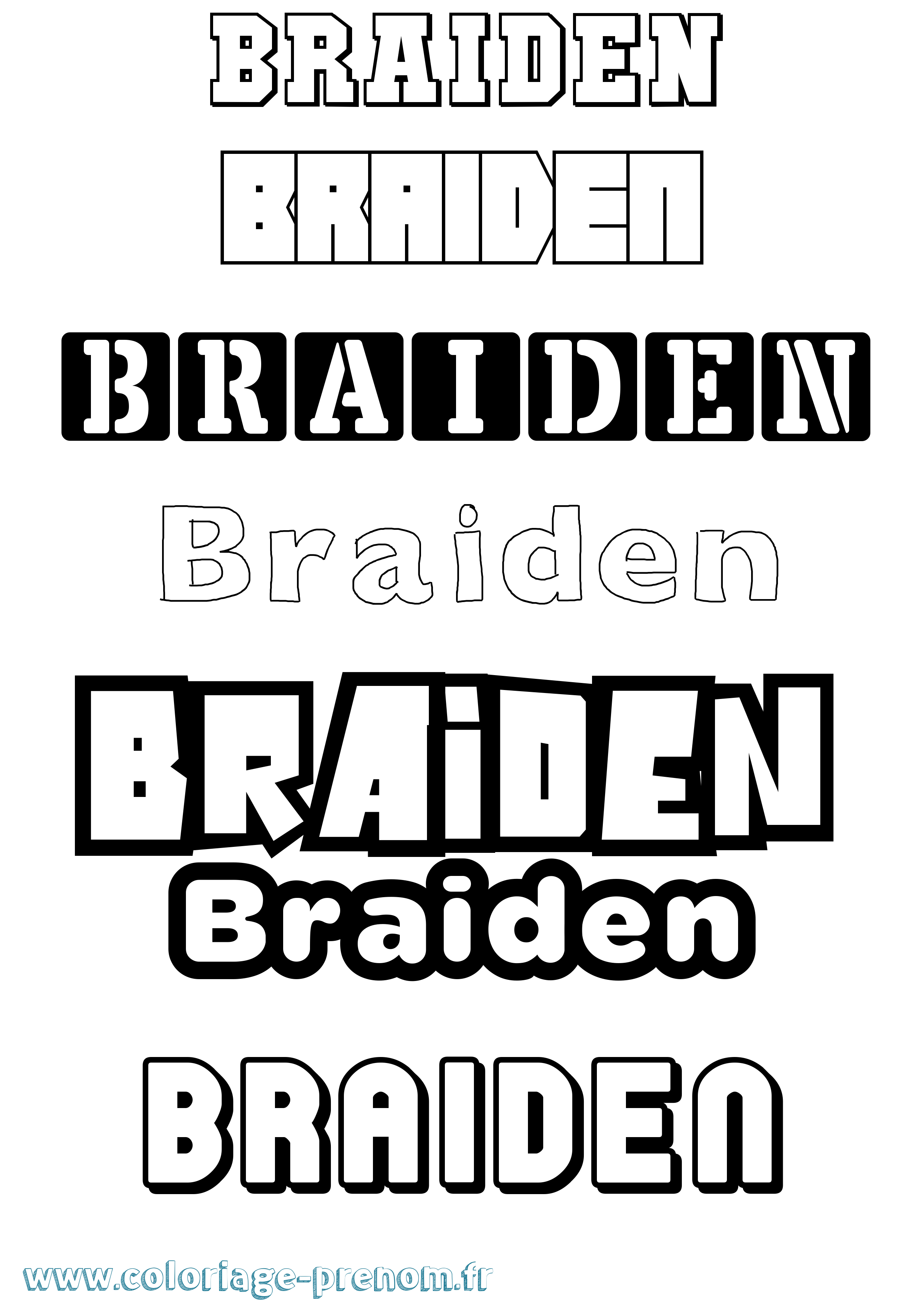 Coloriage prénom Braiden Simple