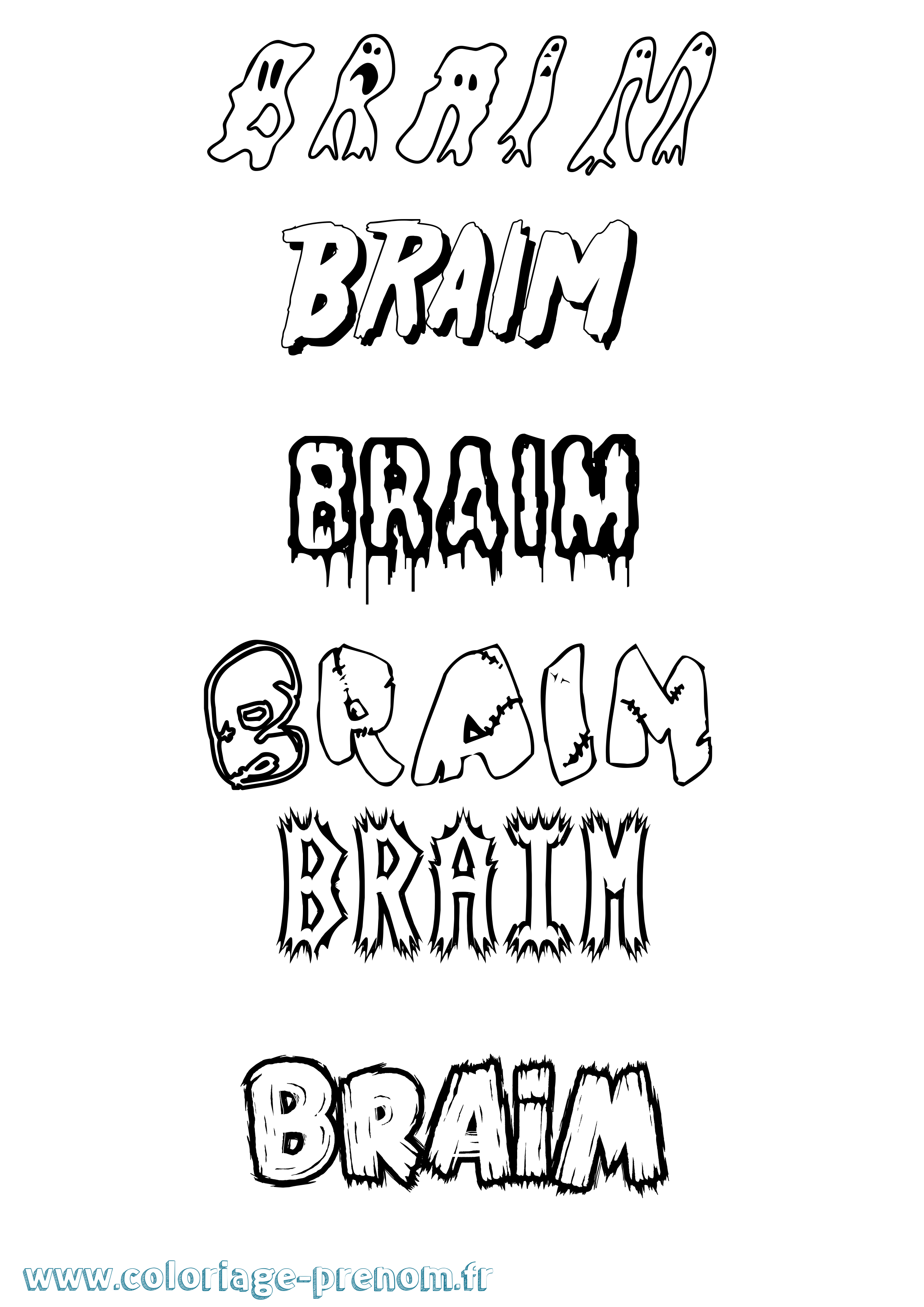 Coloriage prénom Braim Frisson