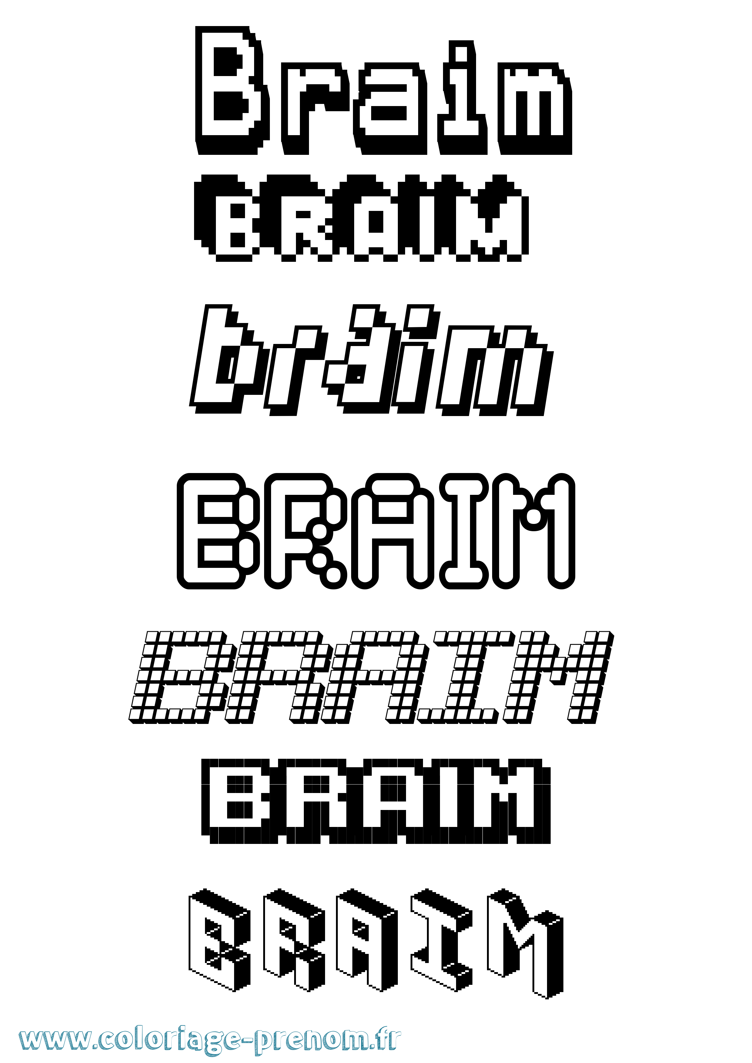 Coloriage prénom Braim Pixel