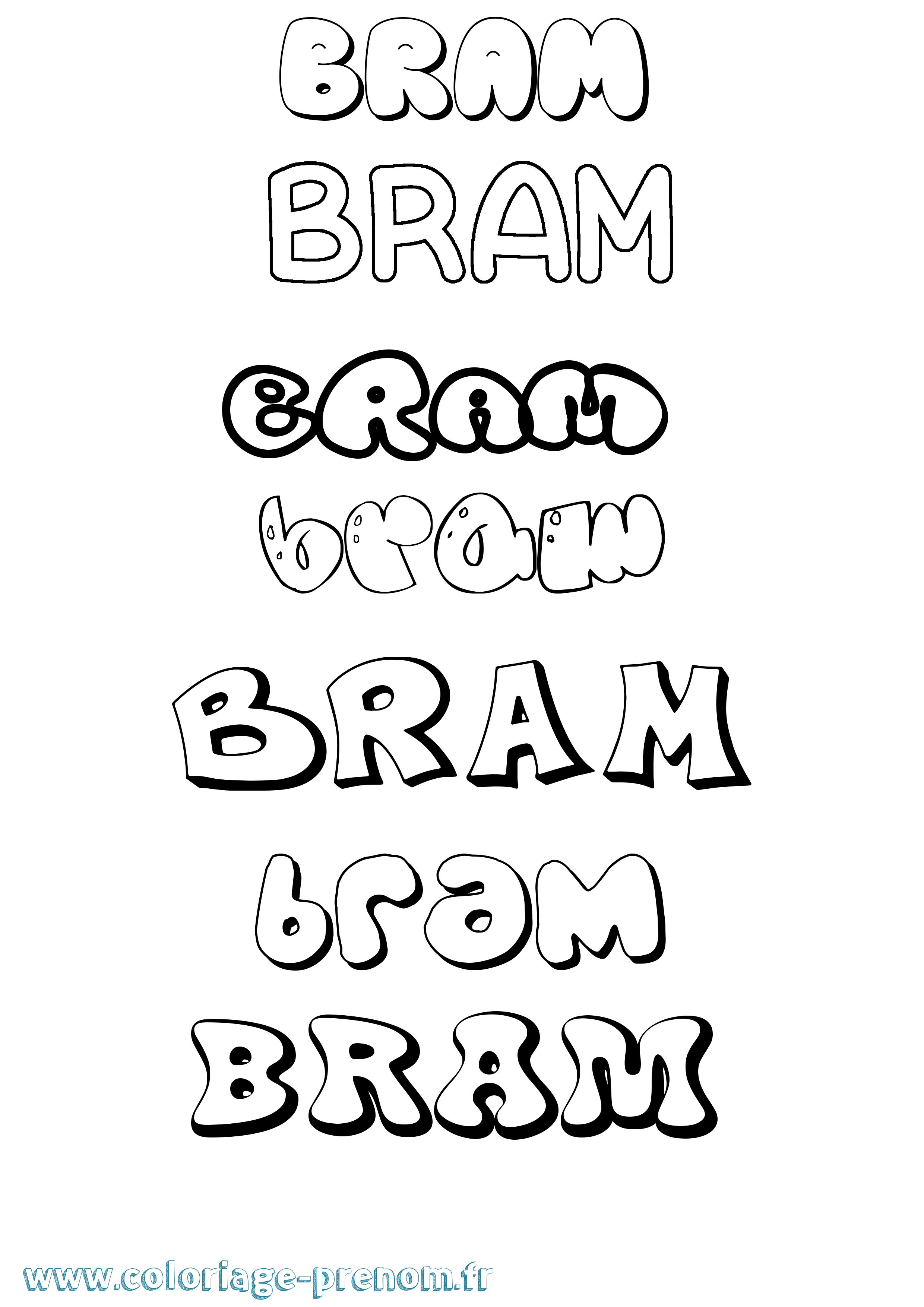 Coloriage Bram Bubble Coloriage prénom Bram Bubble