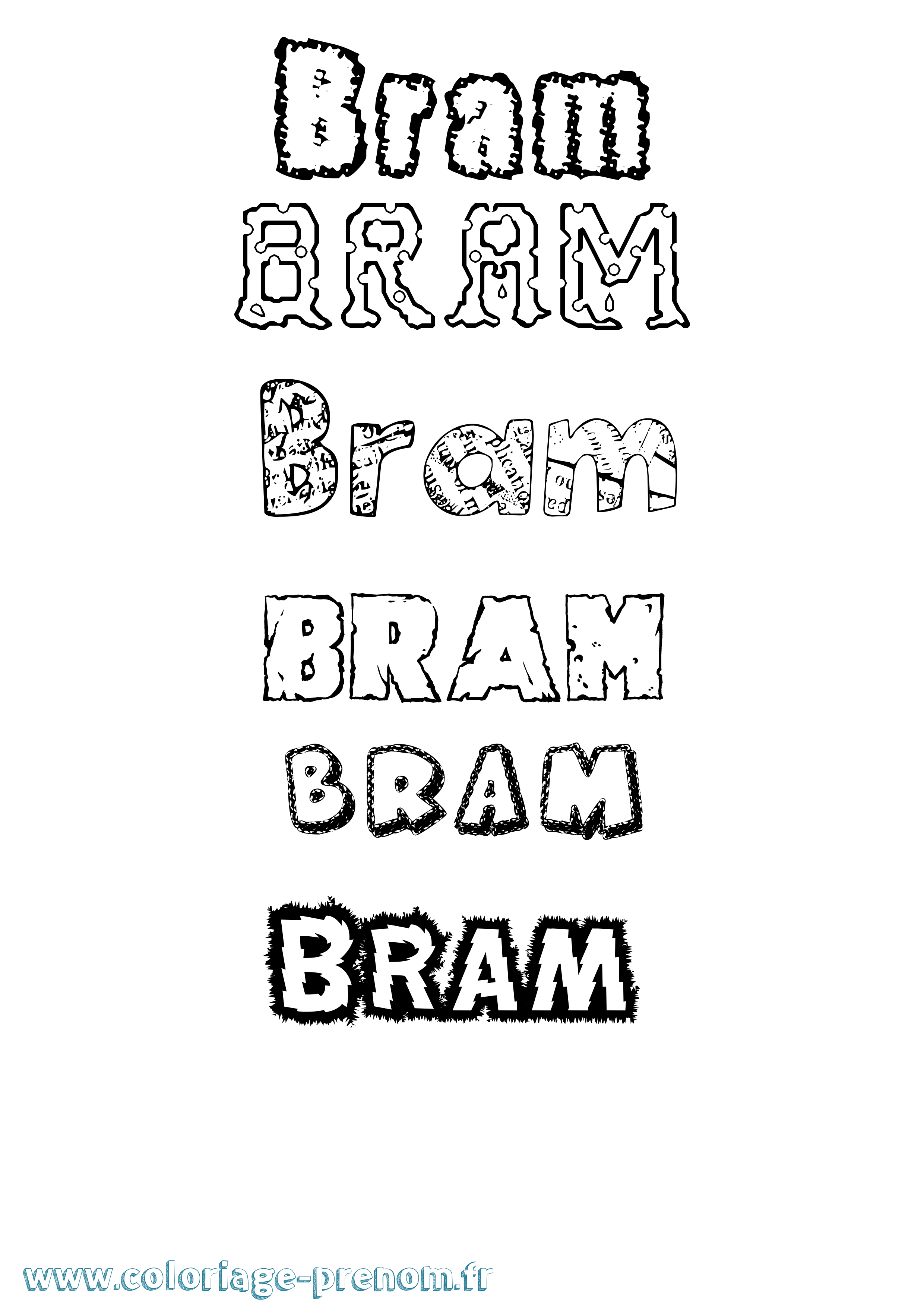 Coloriage Bram Destructuré Coloriage prénom Bram Destructuré