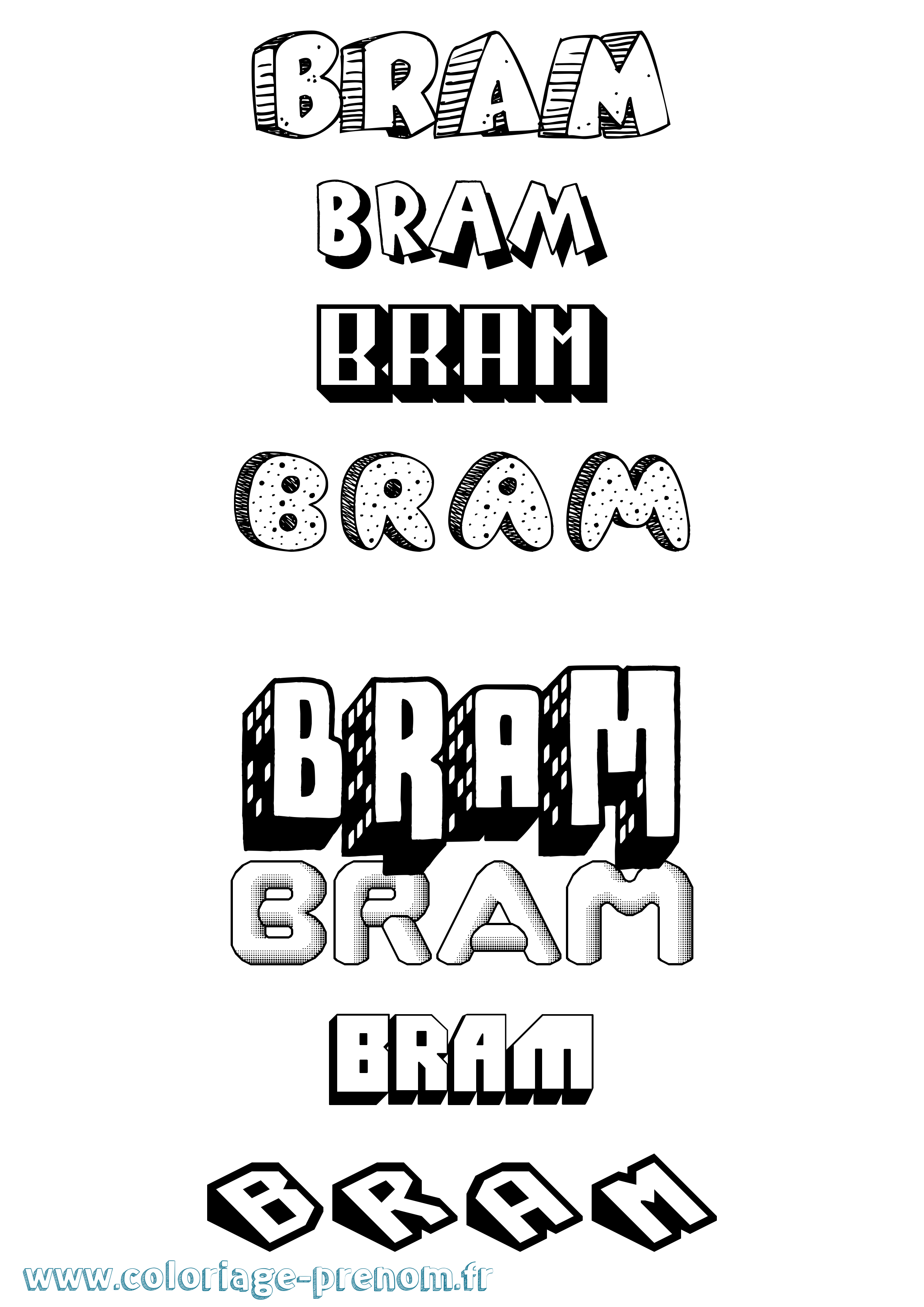 Coloriage prénom Bram Effet 3D