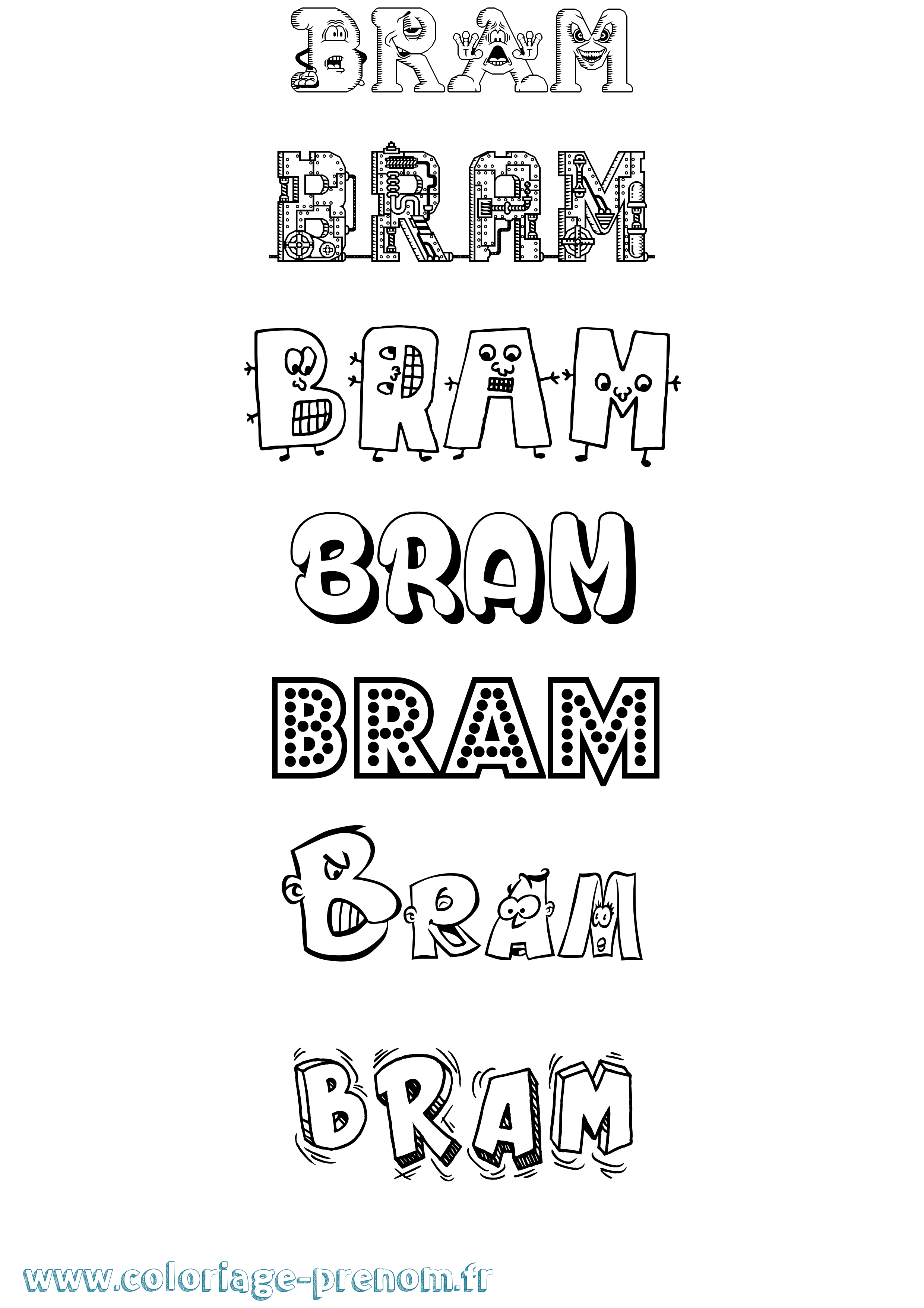 Coloriage Bram Fun Coloriage prénom Bram Fun
