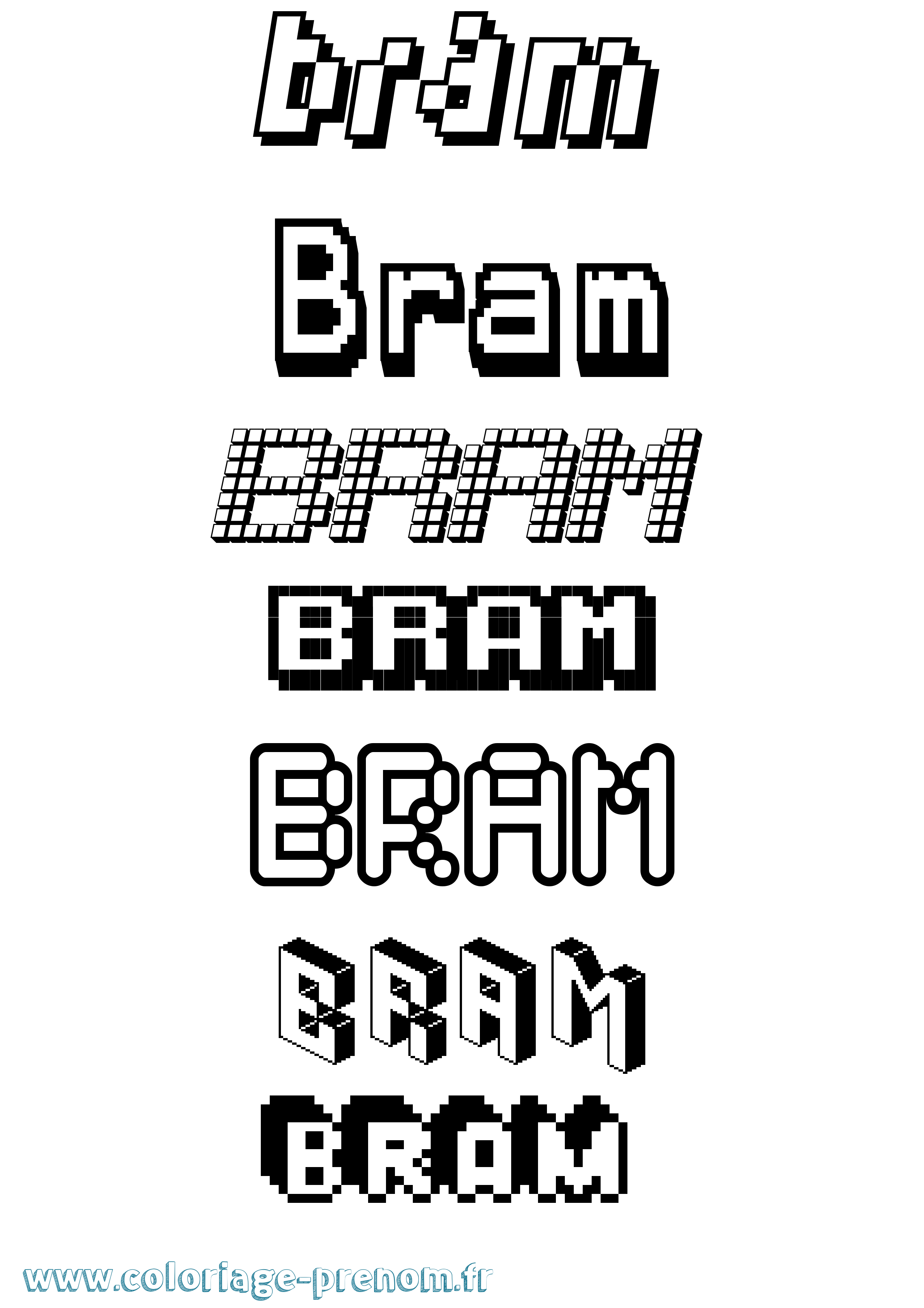 Coloriage prénom Bram Pixel