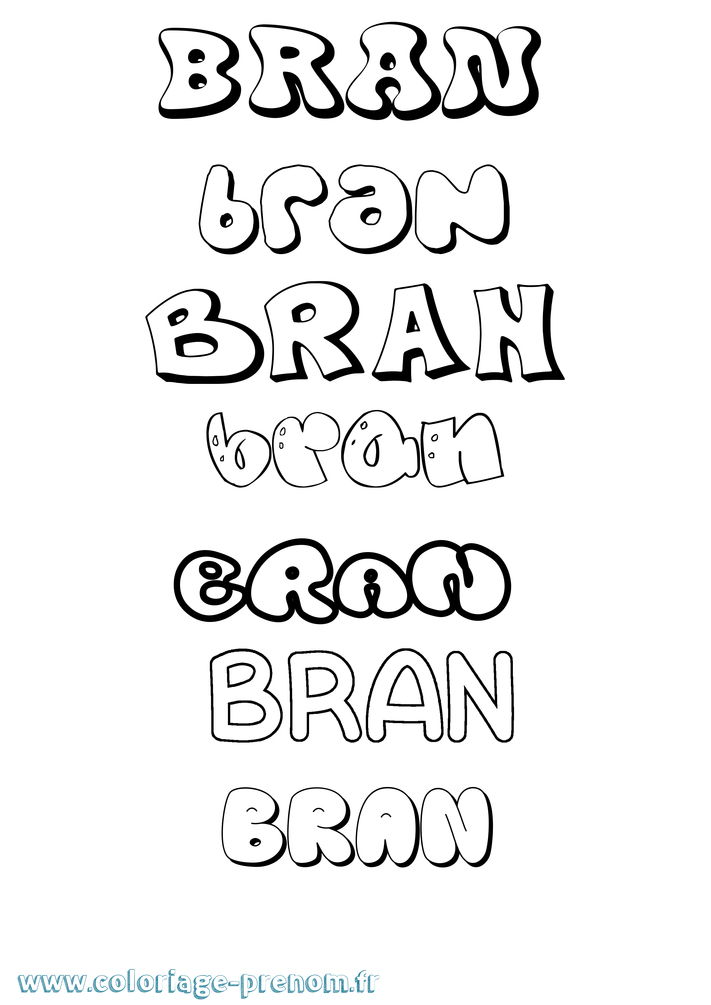 Coloriage prénom Bran Bubble