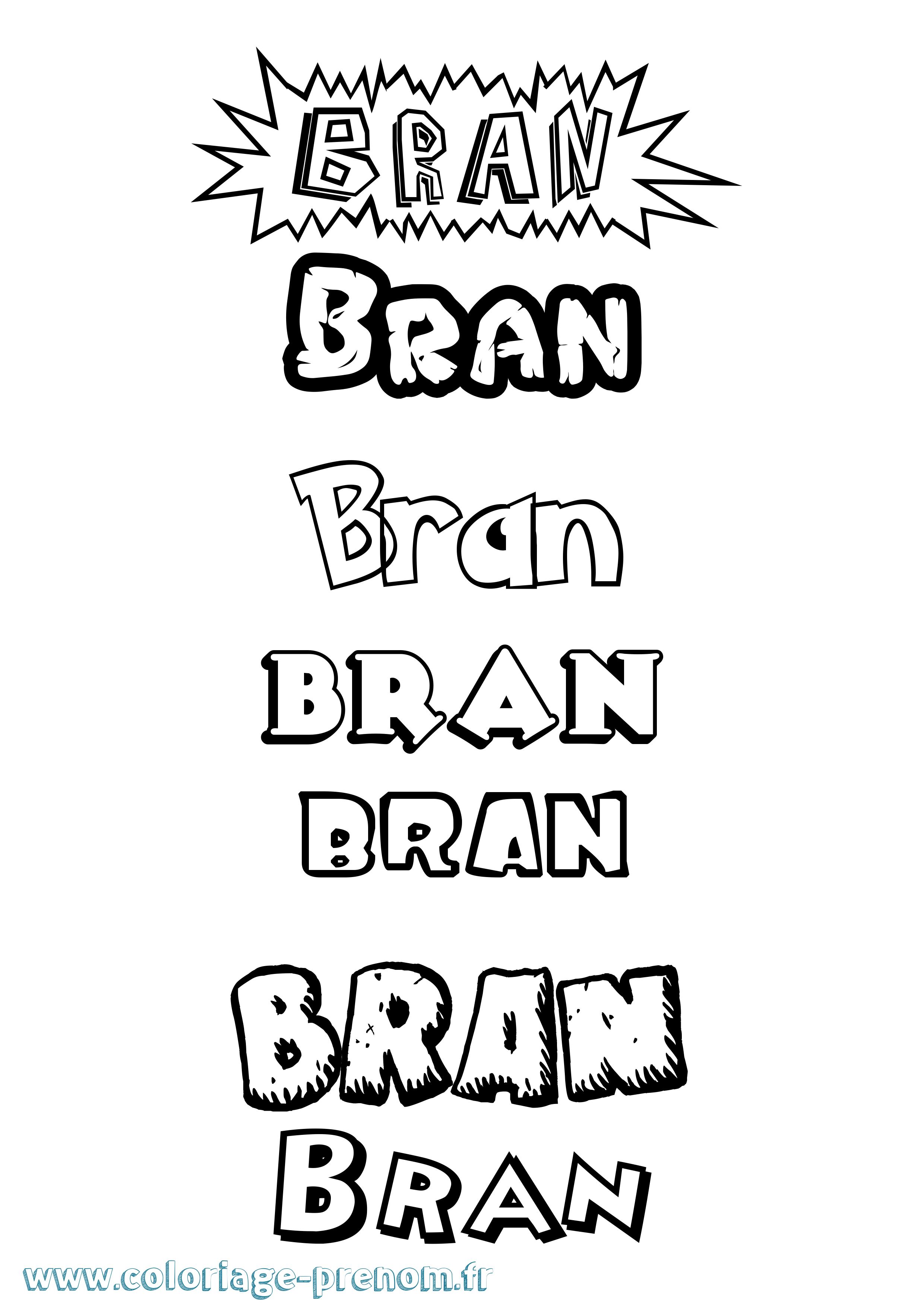 Coloriage Bran Dessin Animé Coloriage prénom Bran Dessin Animé