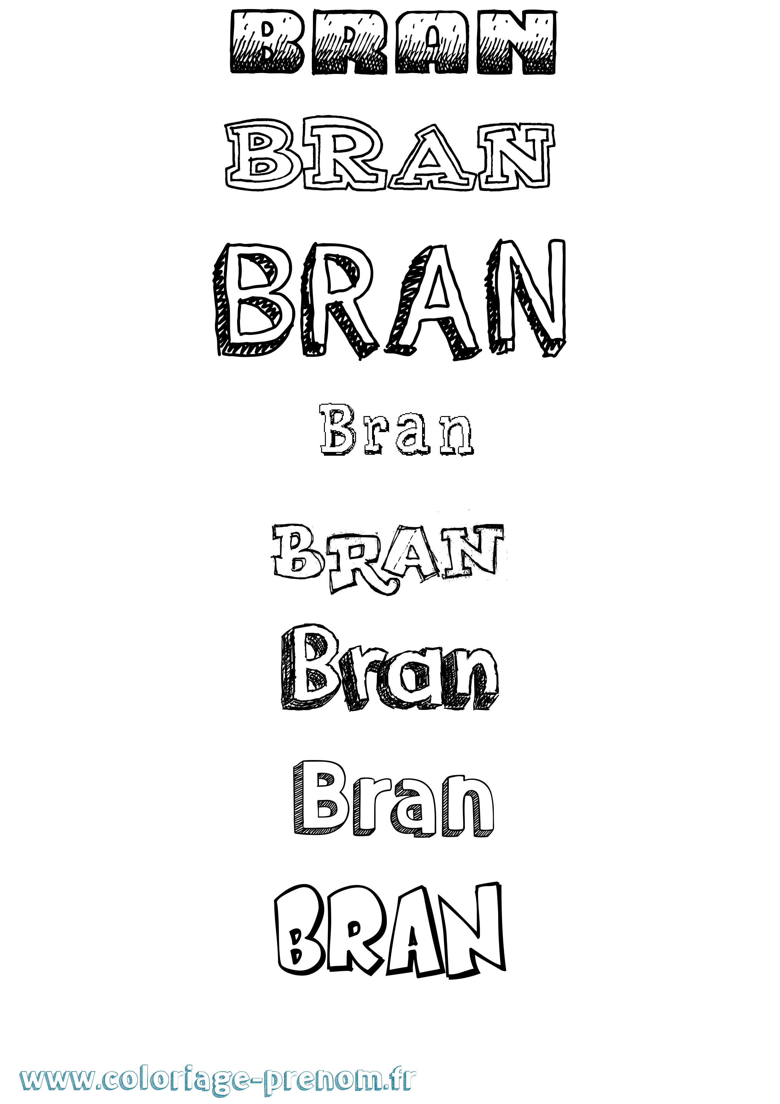 Coloriage prénom Bran Dessiné