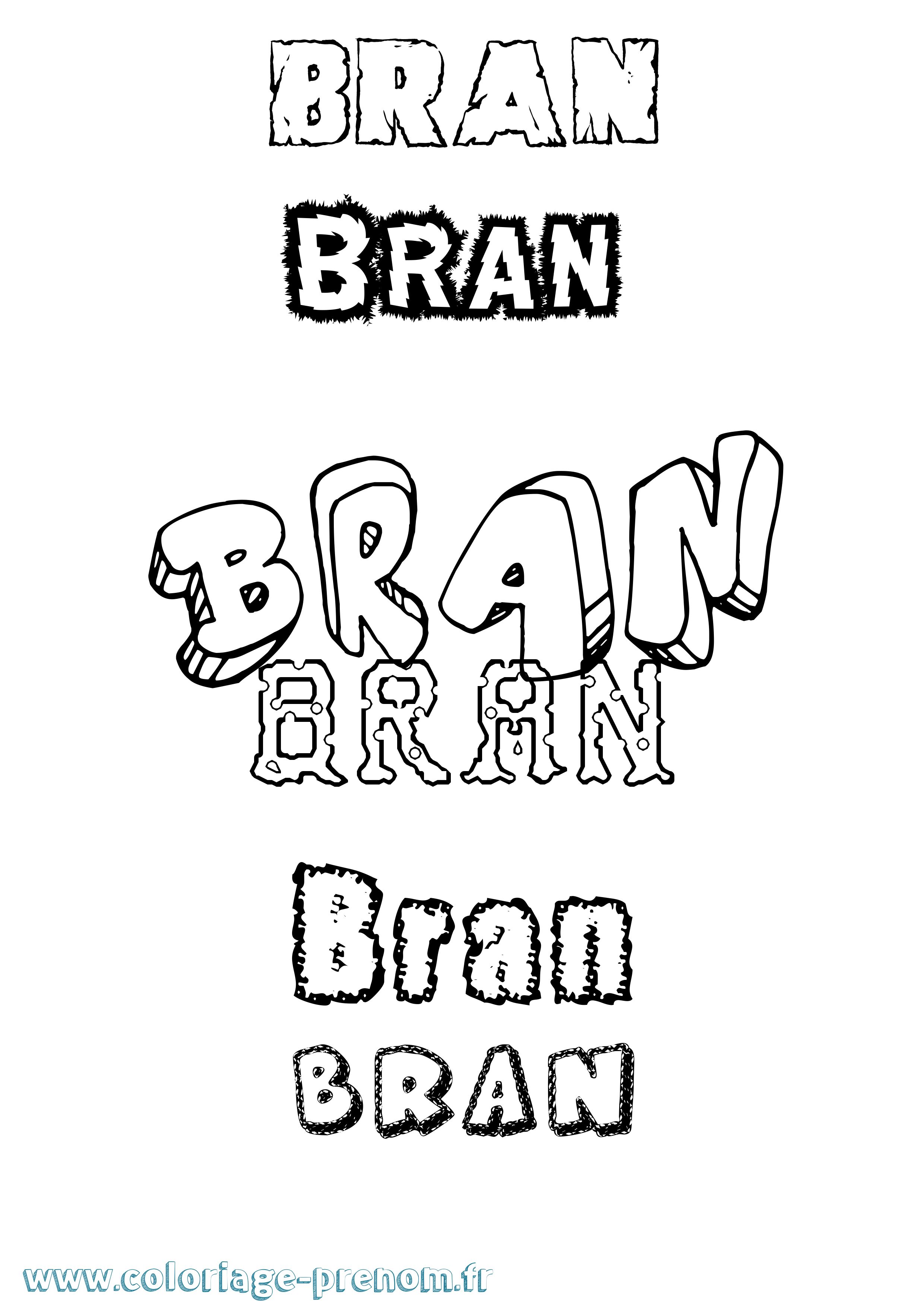 Coloriage Bran Destructuré Coloriage prénom Bran Destructuré