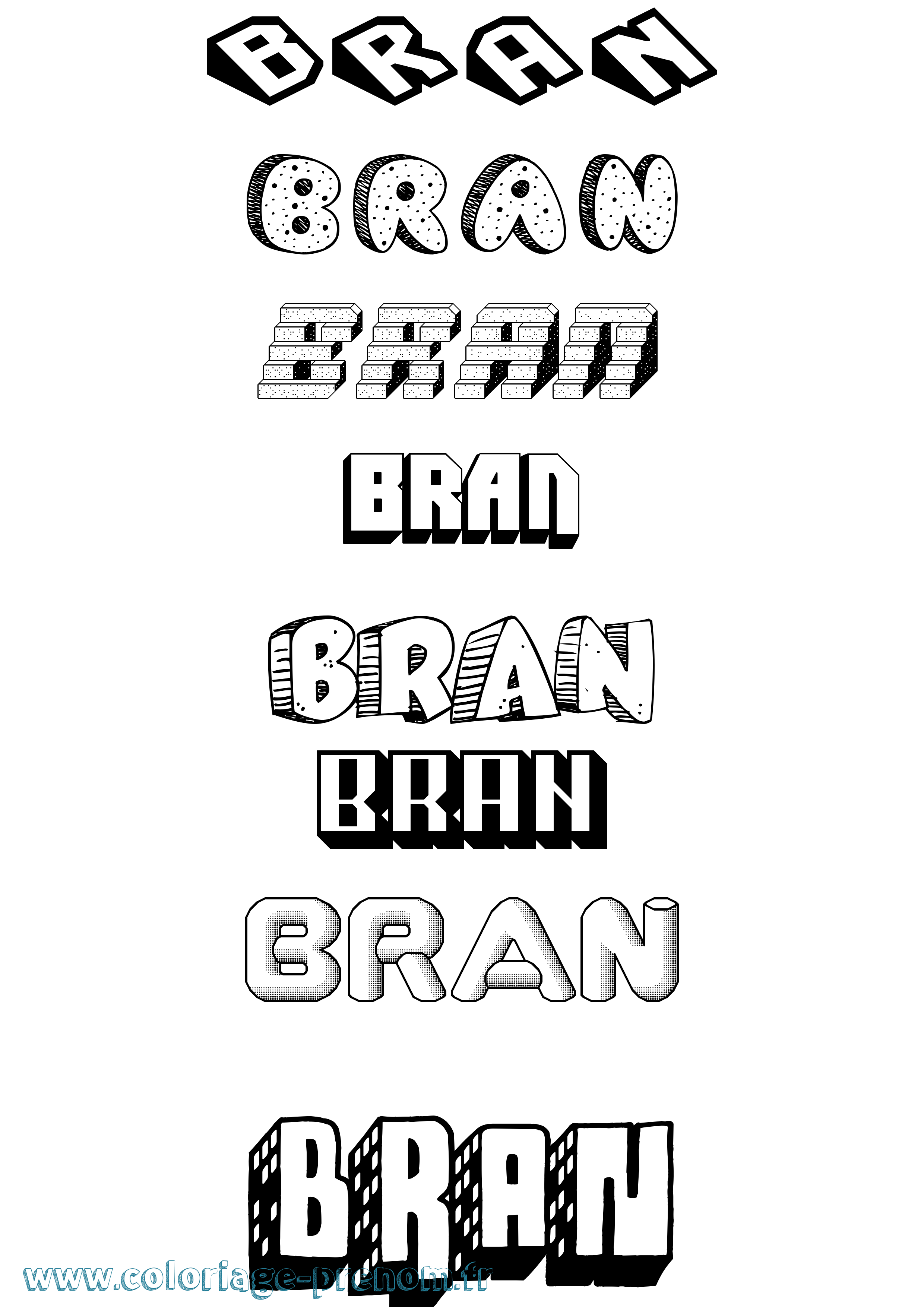 Coloriage Bran Effet 3D Coloriage prénom Bran Effet 3D