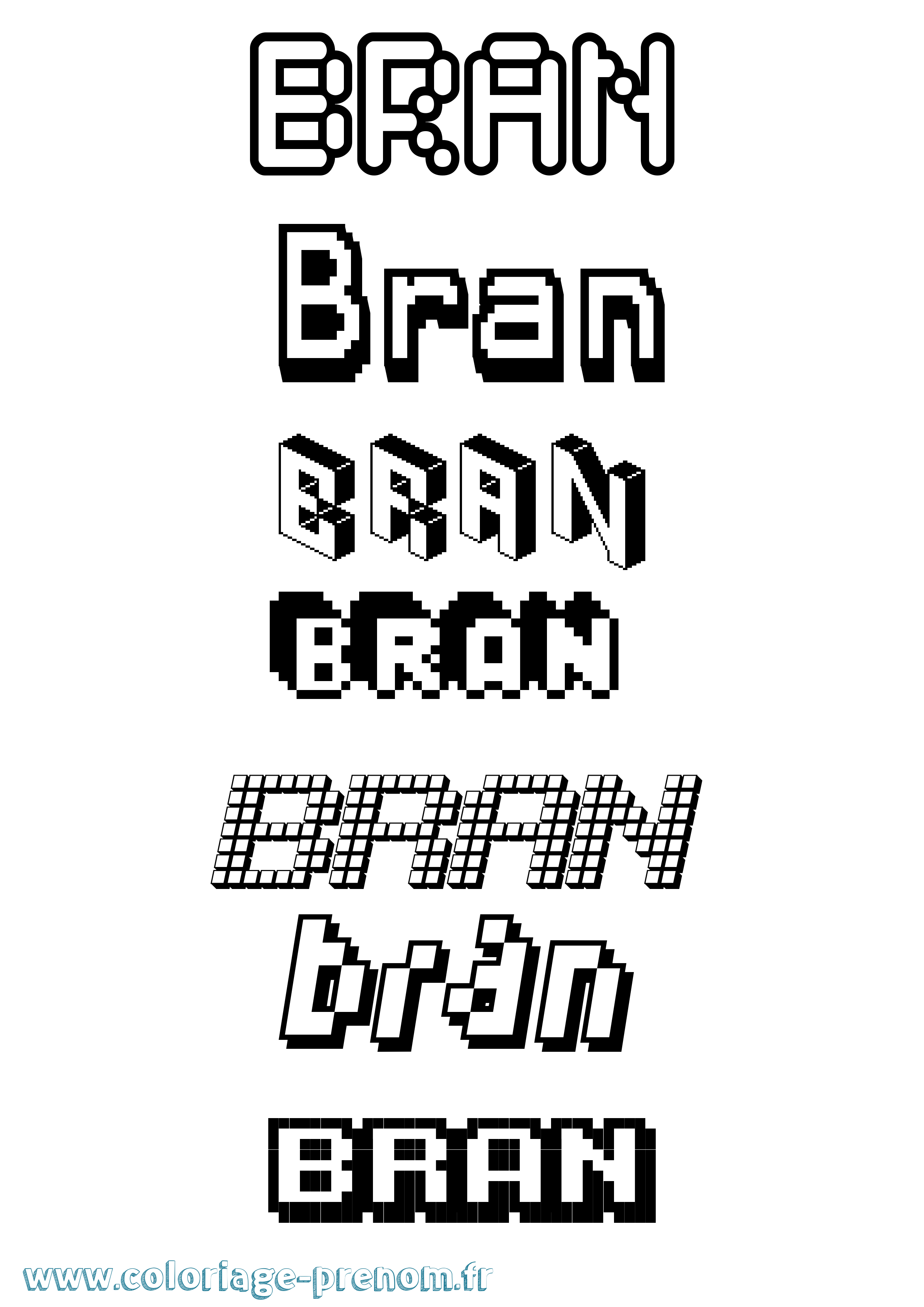 Coloriage Bran Pixel Coloriage prénom Bran Pixel