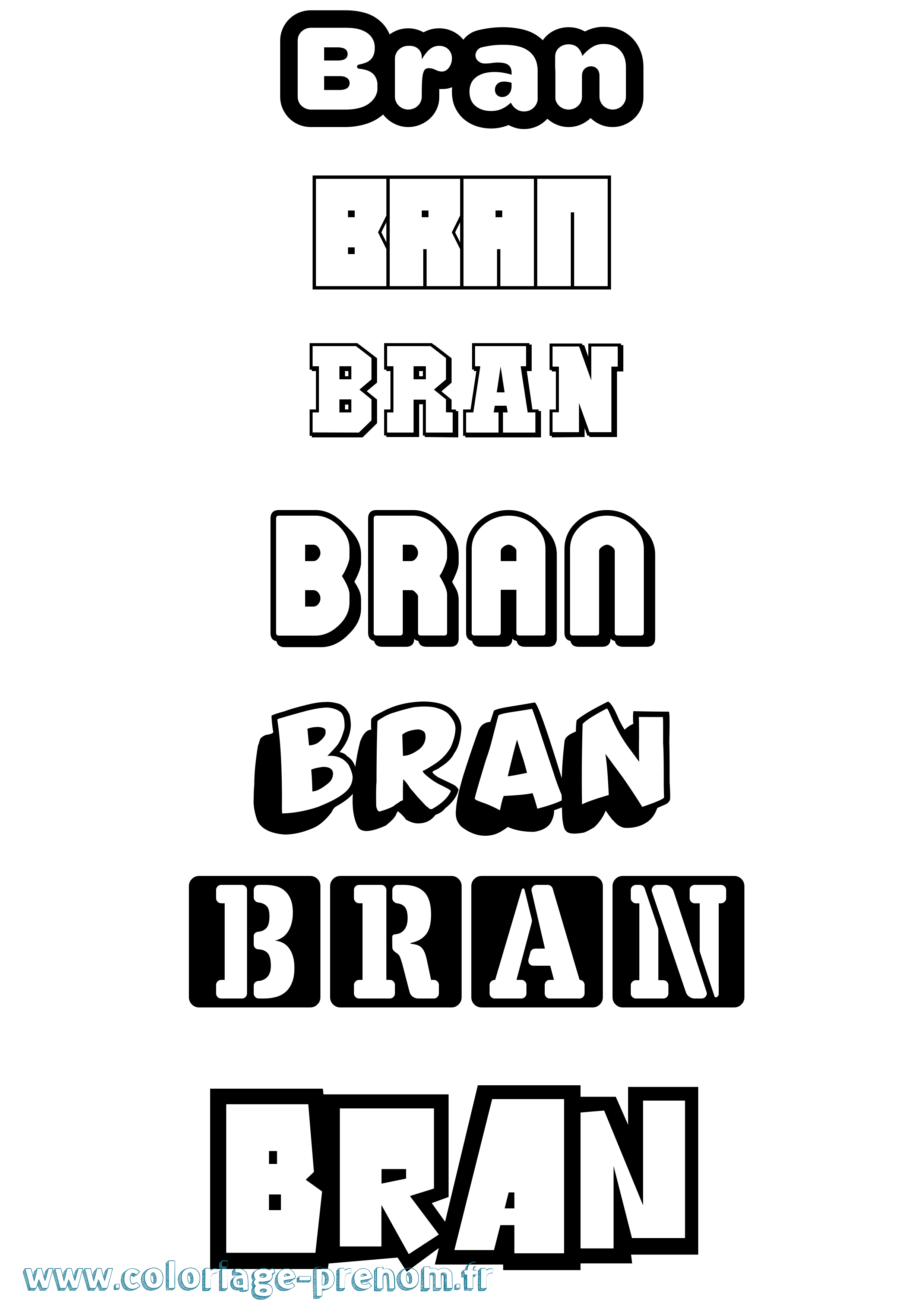 Coloriage prénom Bran Simple