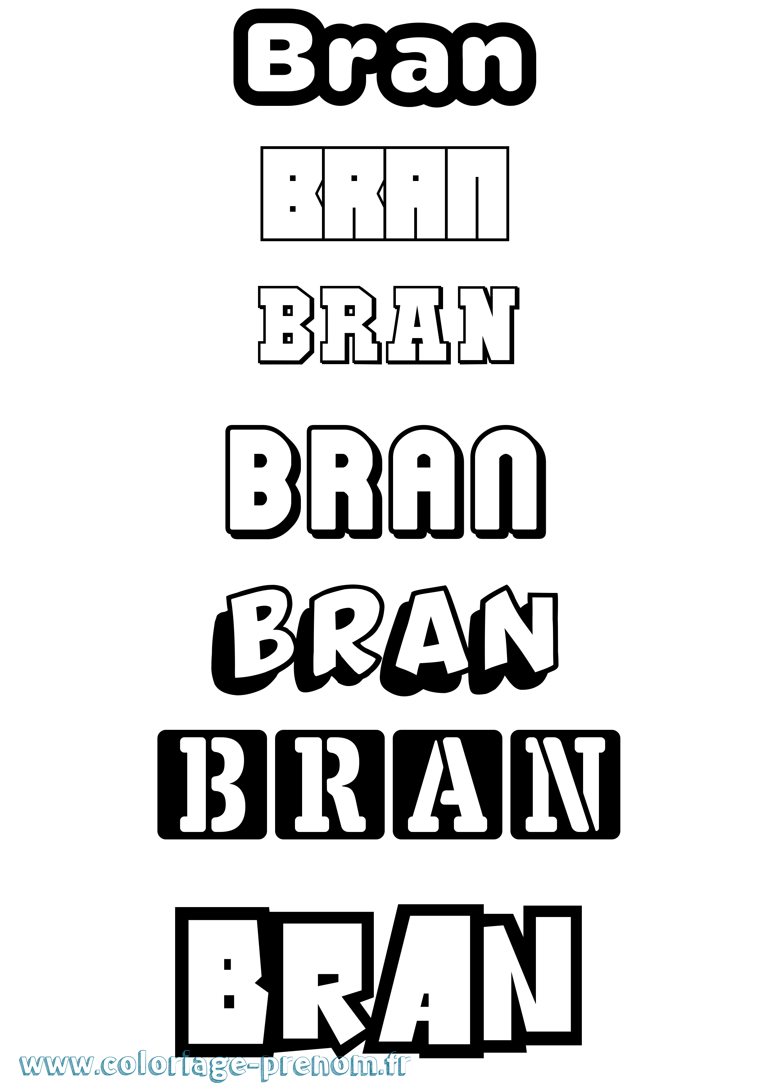 Coloriage Bran Simple Coloriage prénom Bran Simple