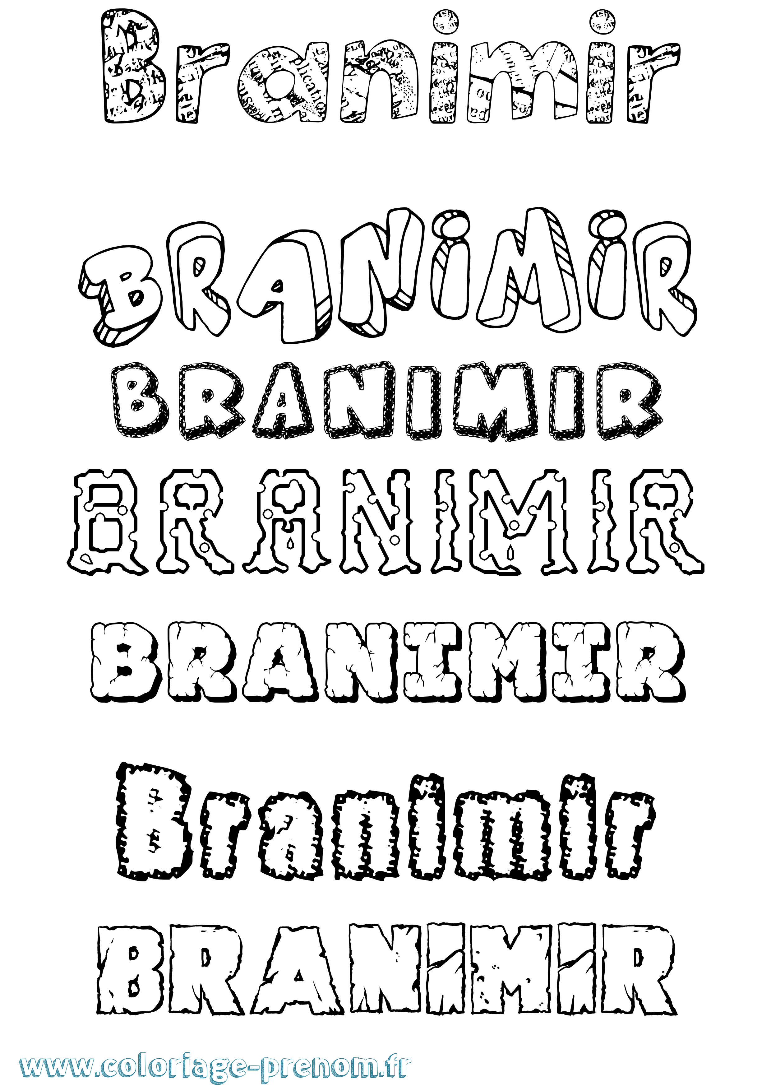 Coloriage prénom Branimir Destructuré
