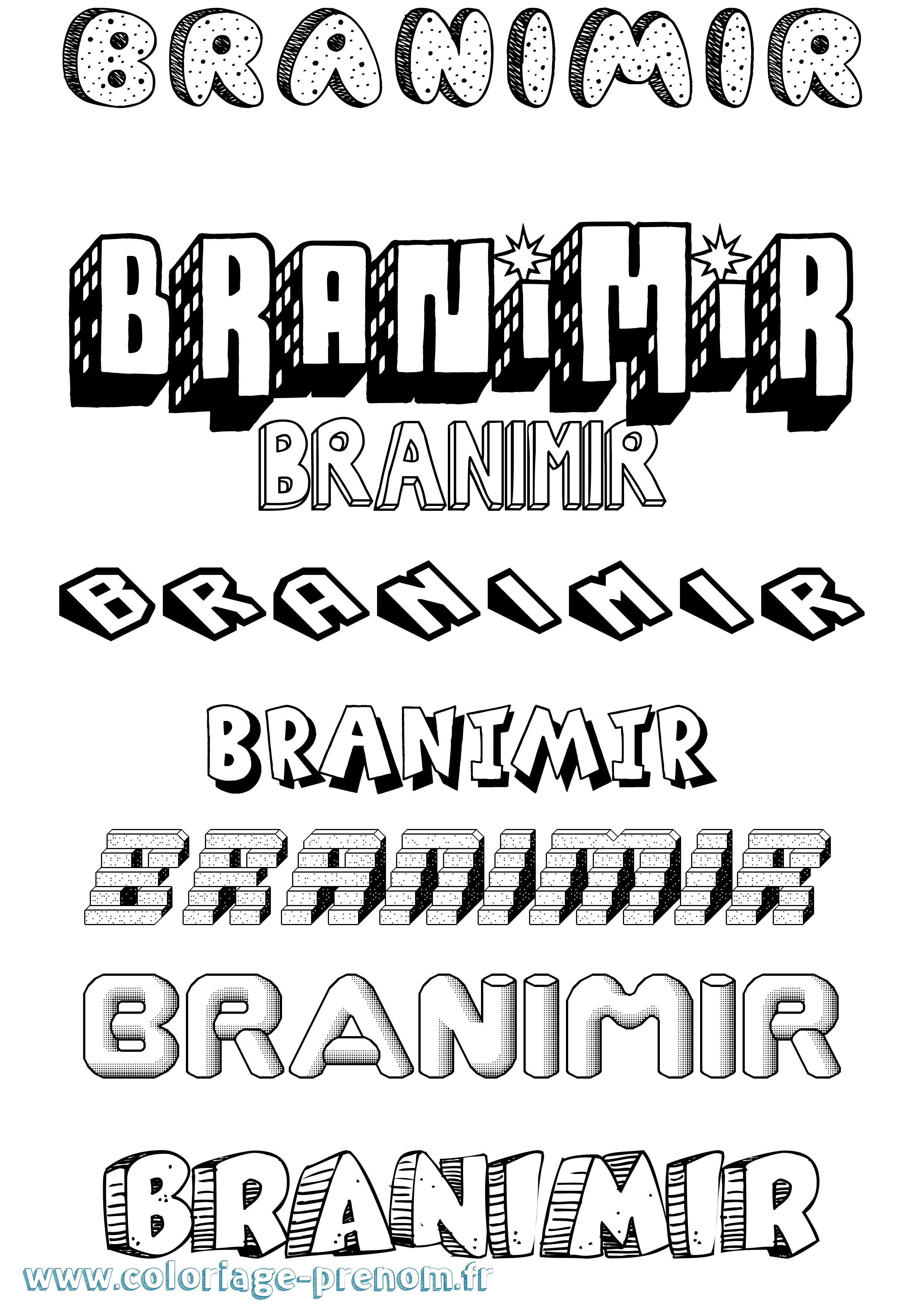 Coloriage prénom Branimir Effet 3D