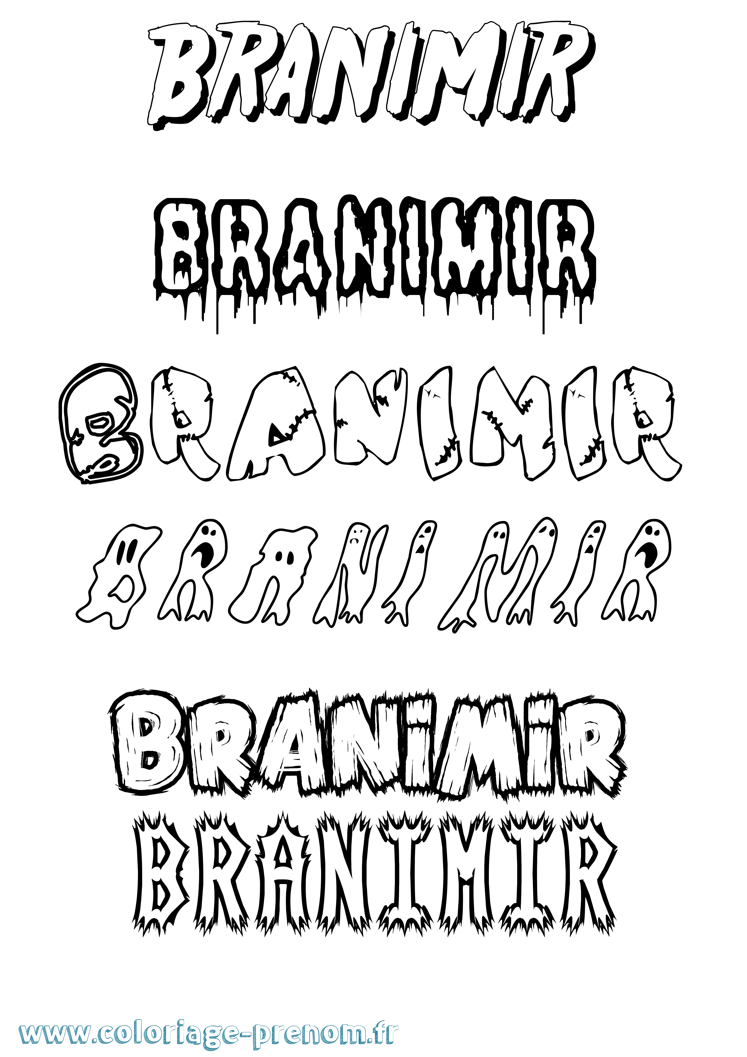 Coloriage prénom Branimir Frisson