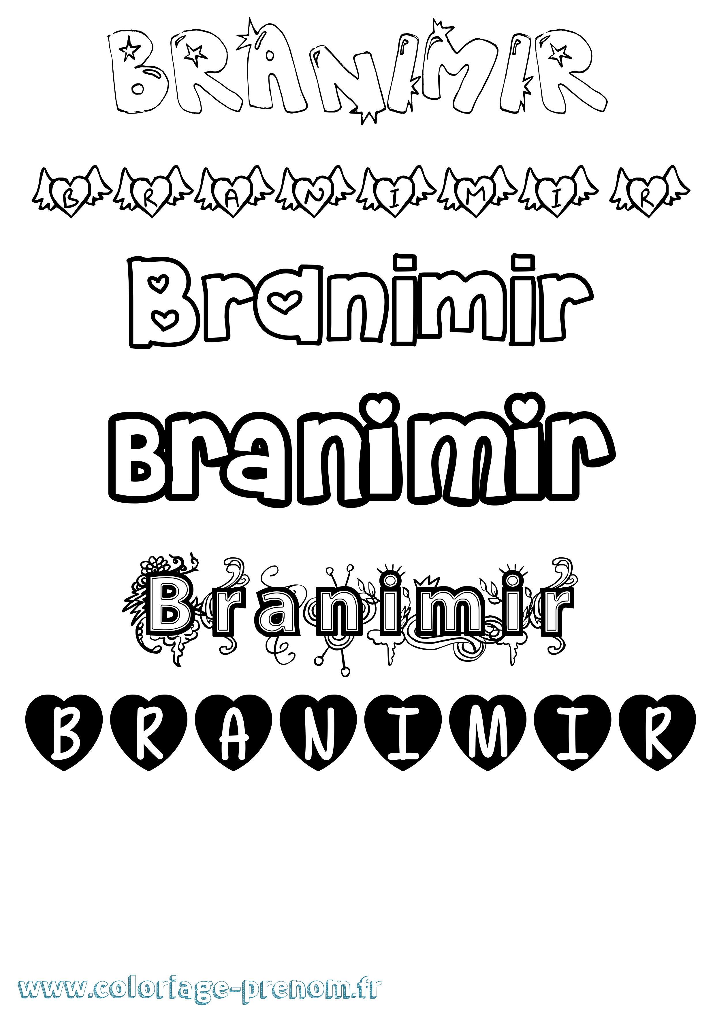 Coloriage prénom Branimir Girly