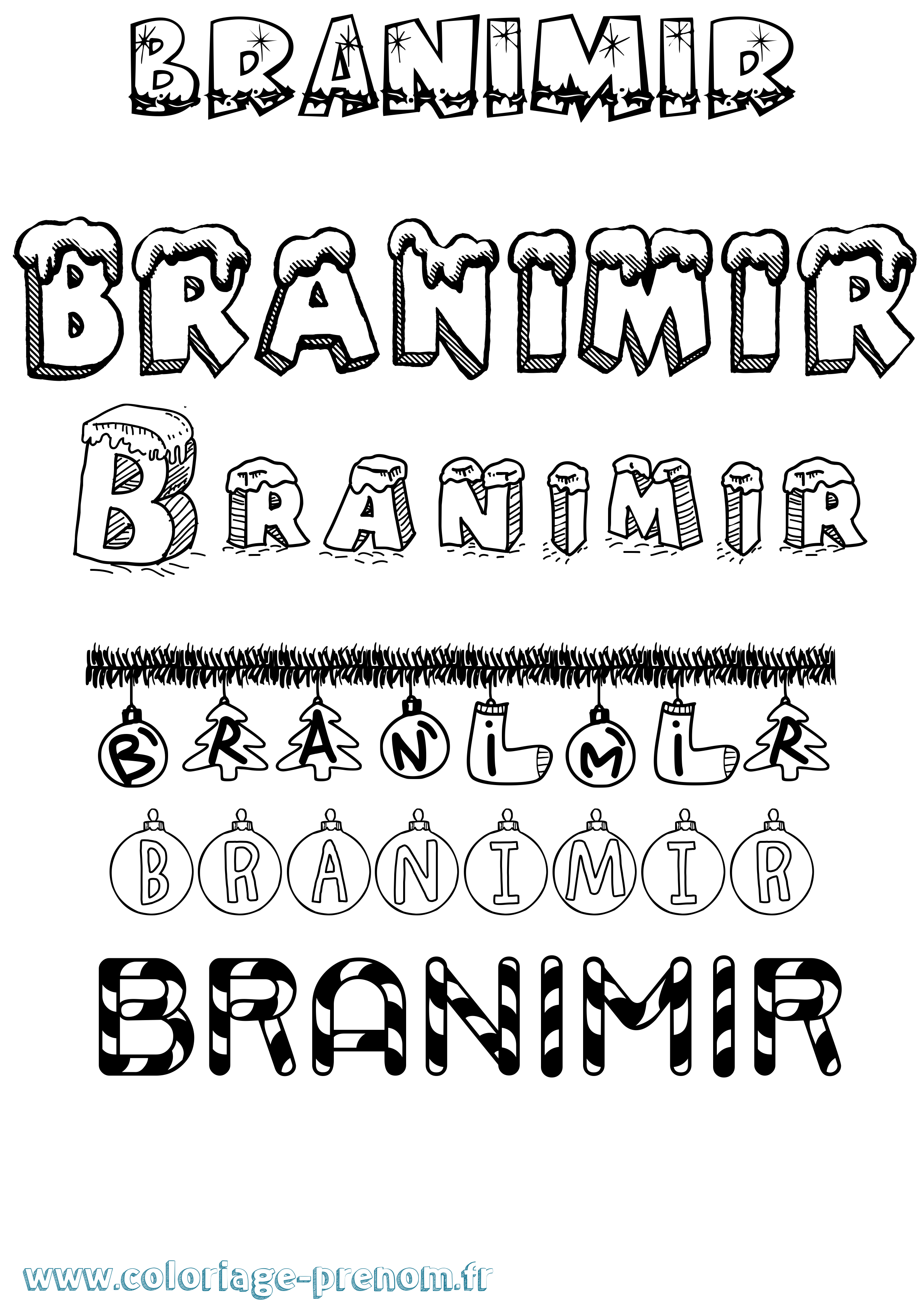 Coloriage prénom Branimir Noël