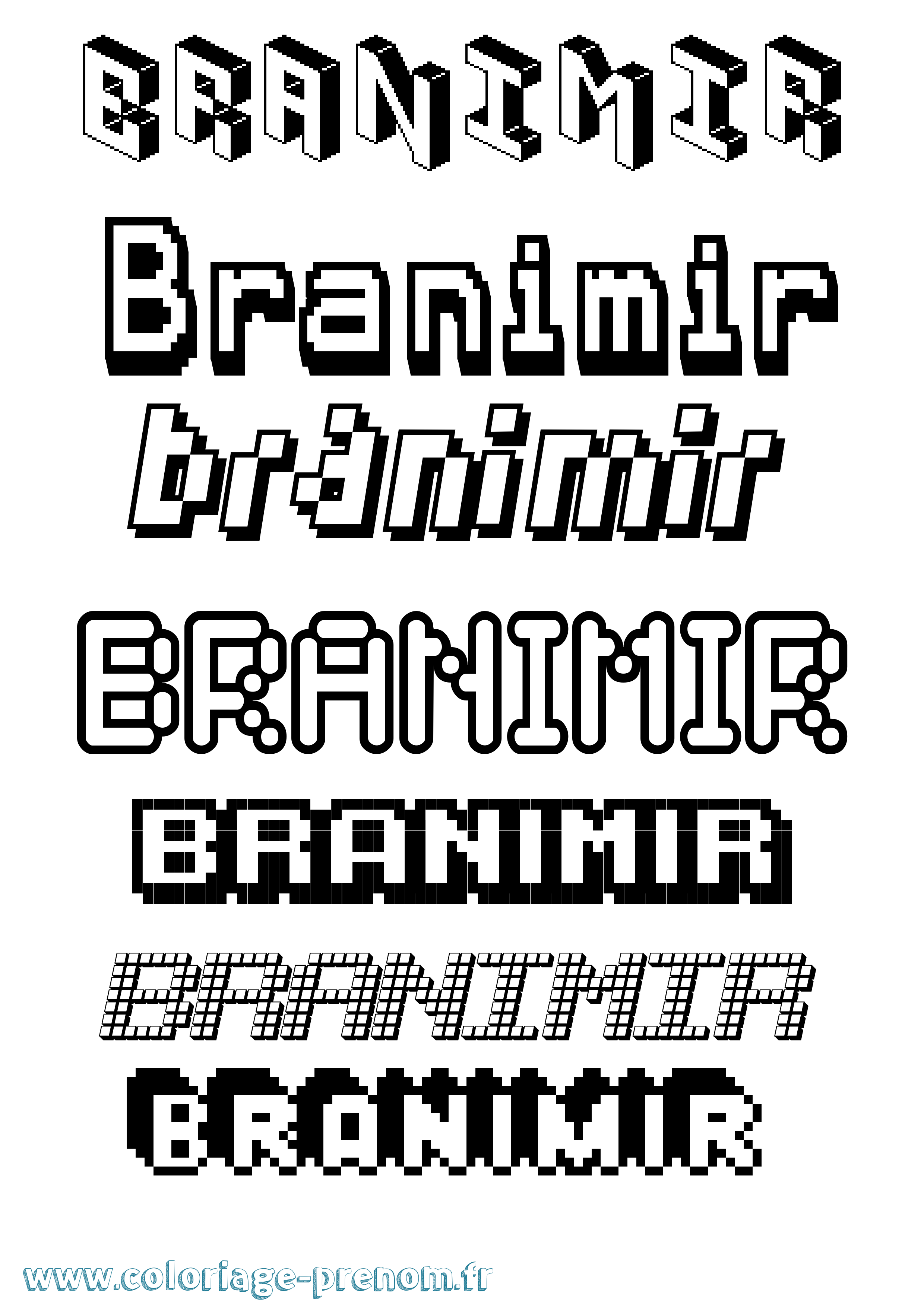 Coloriage prénom Branimir Pixel