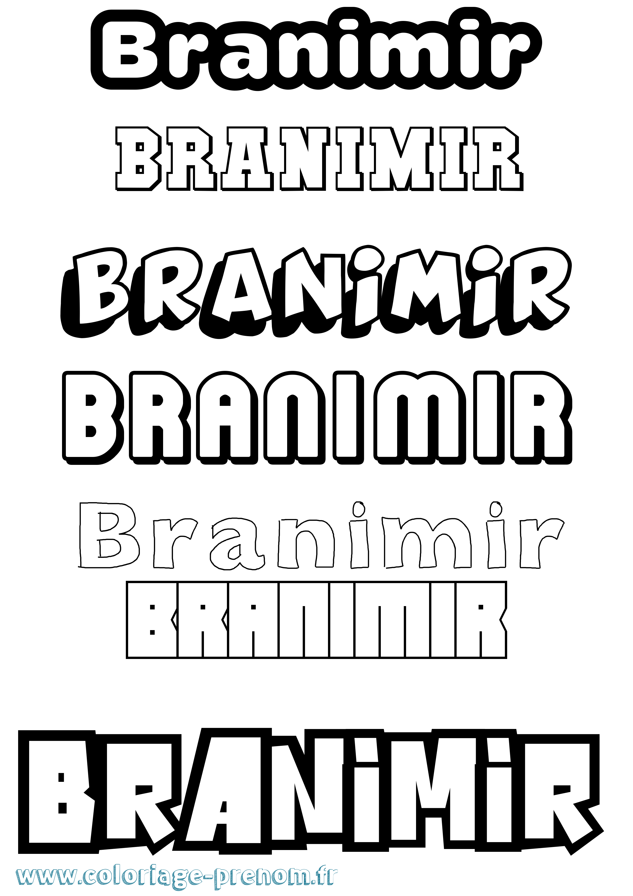 Coloriage prénom Branimir Simple