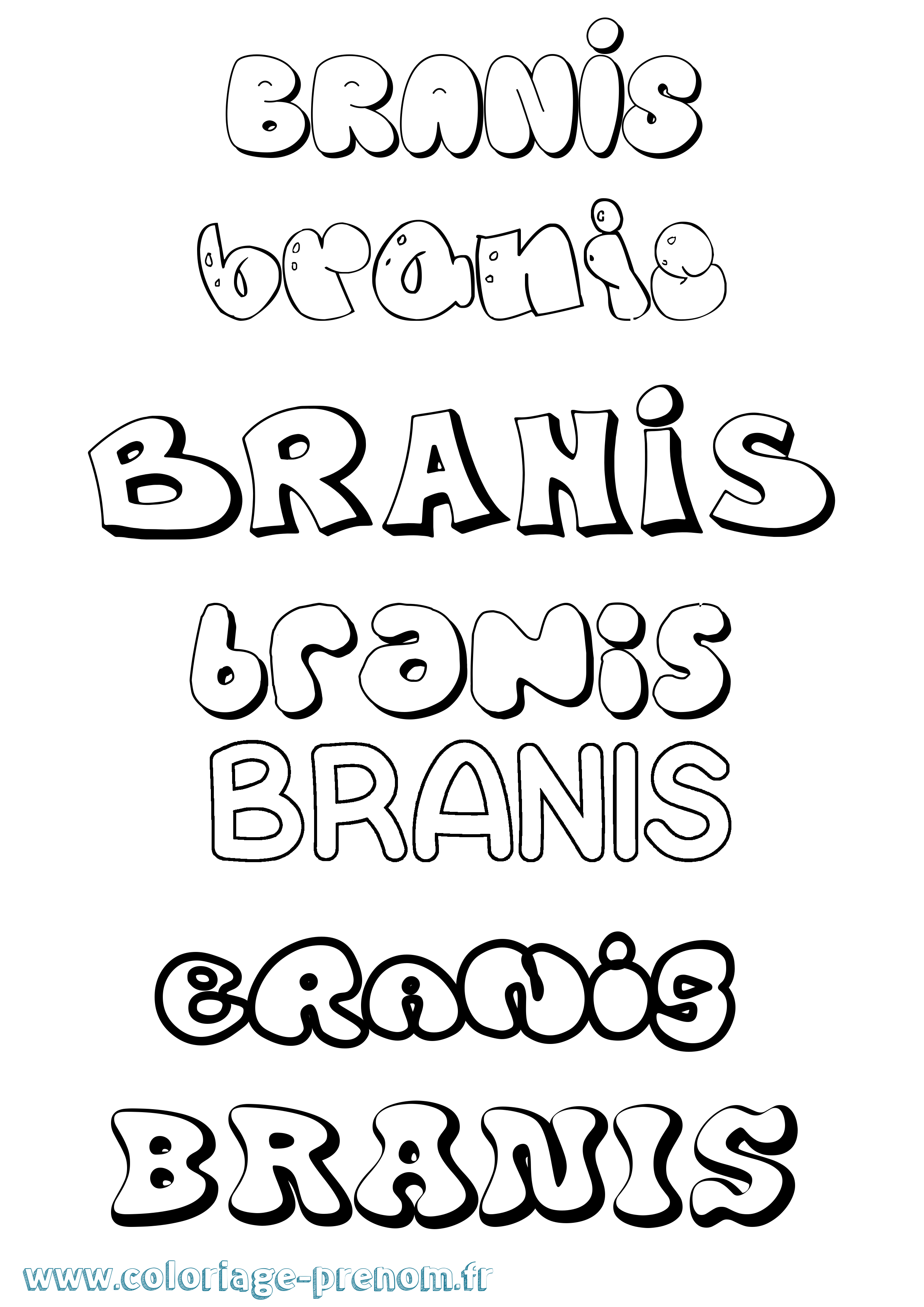 Coloriage Branis Bubble Coloriage prénom Branis Bubble