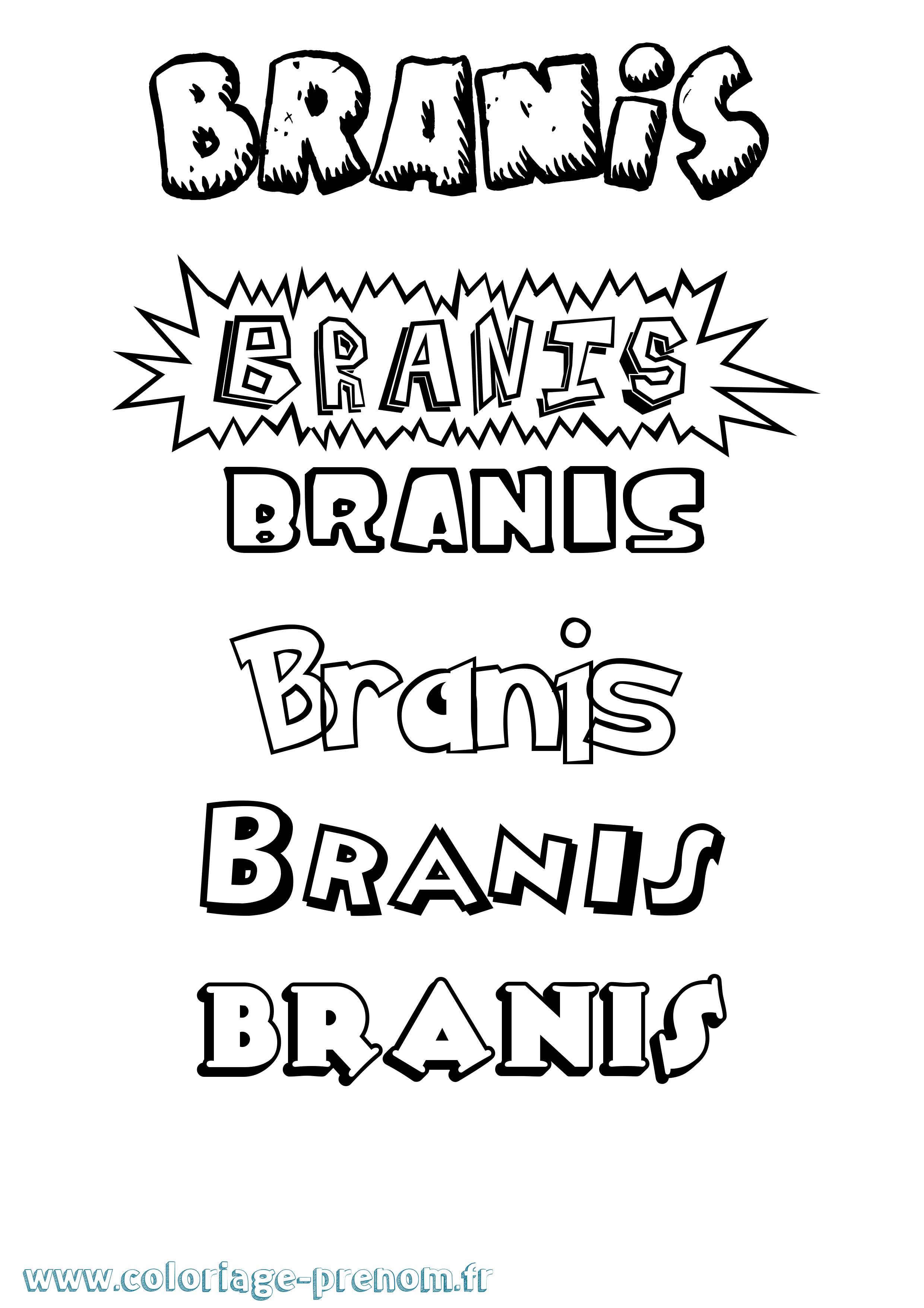 Coloriage Branis Dessin Animé Coloriage prénom Branis Dessin Animé