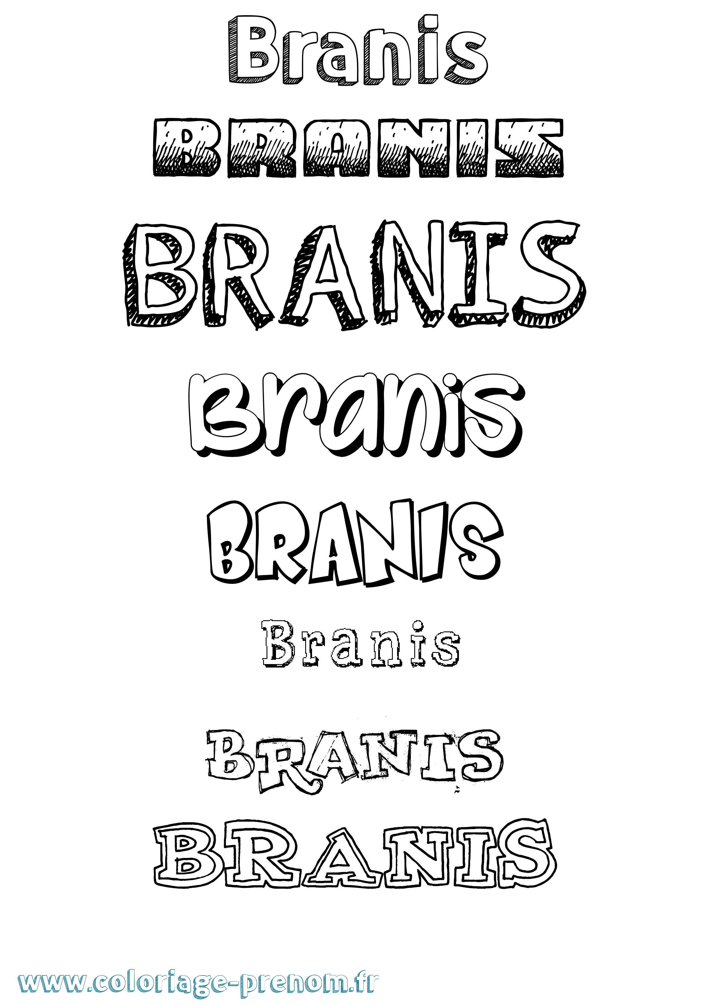 Coloriage Branis Dessiné Coloriage prénom Branis Dessiné