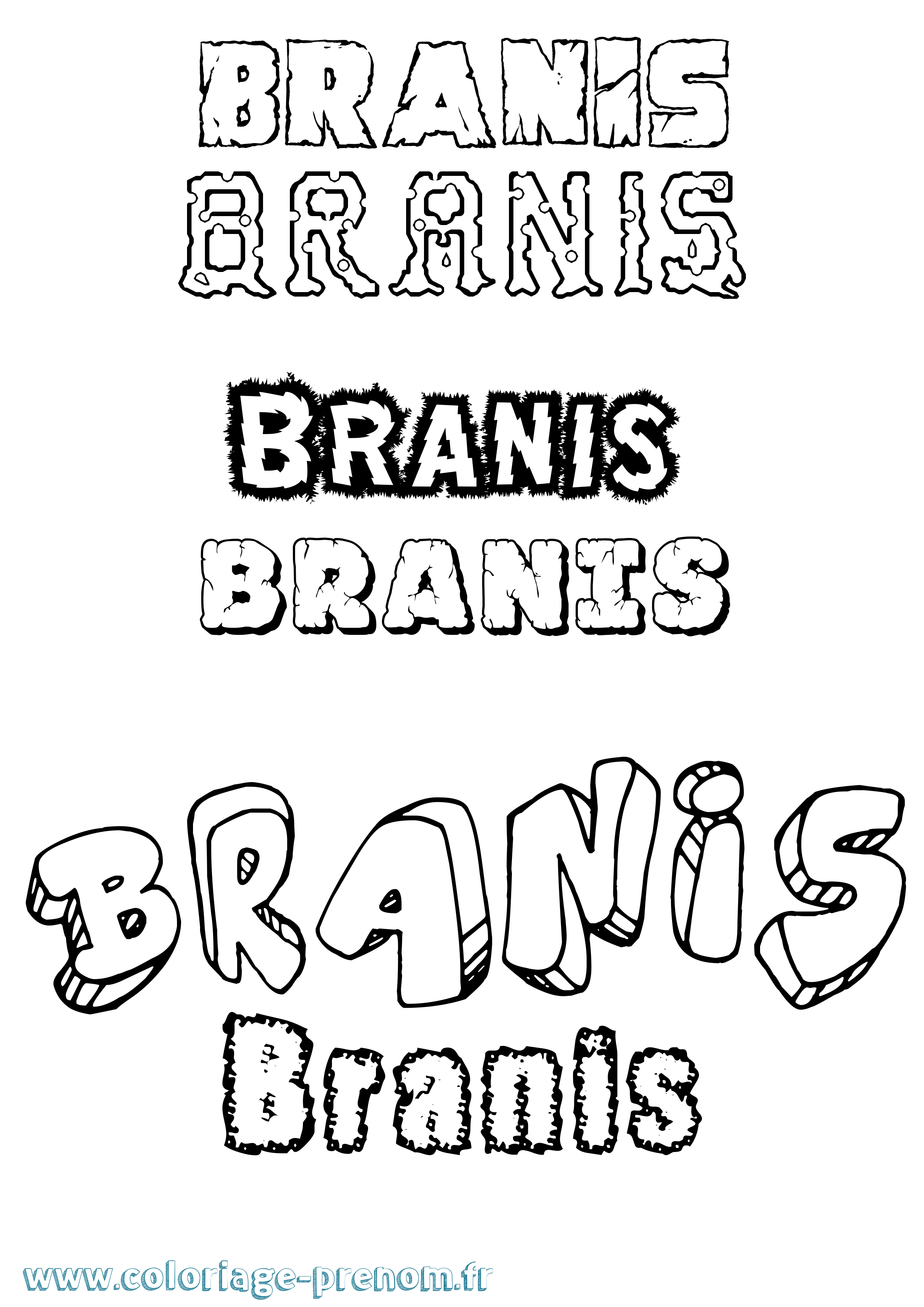 Coloriage Branis Destructuré Coloriage prénom Branis Destructuré