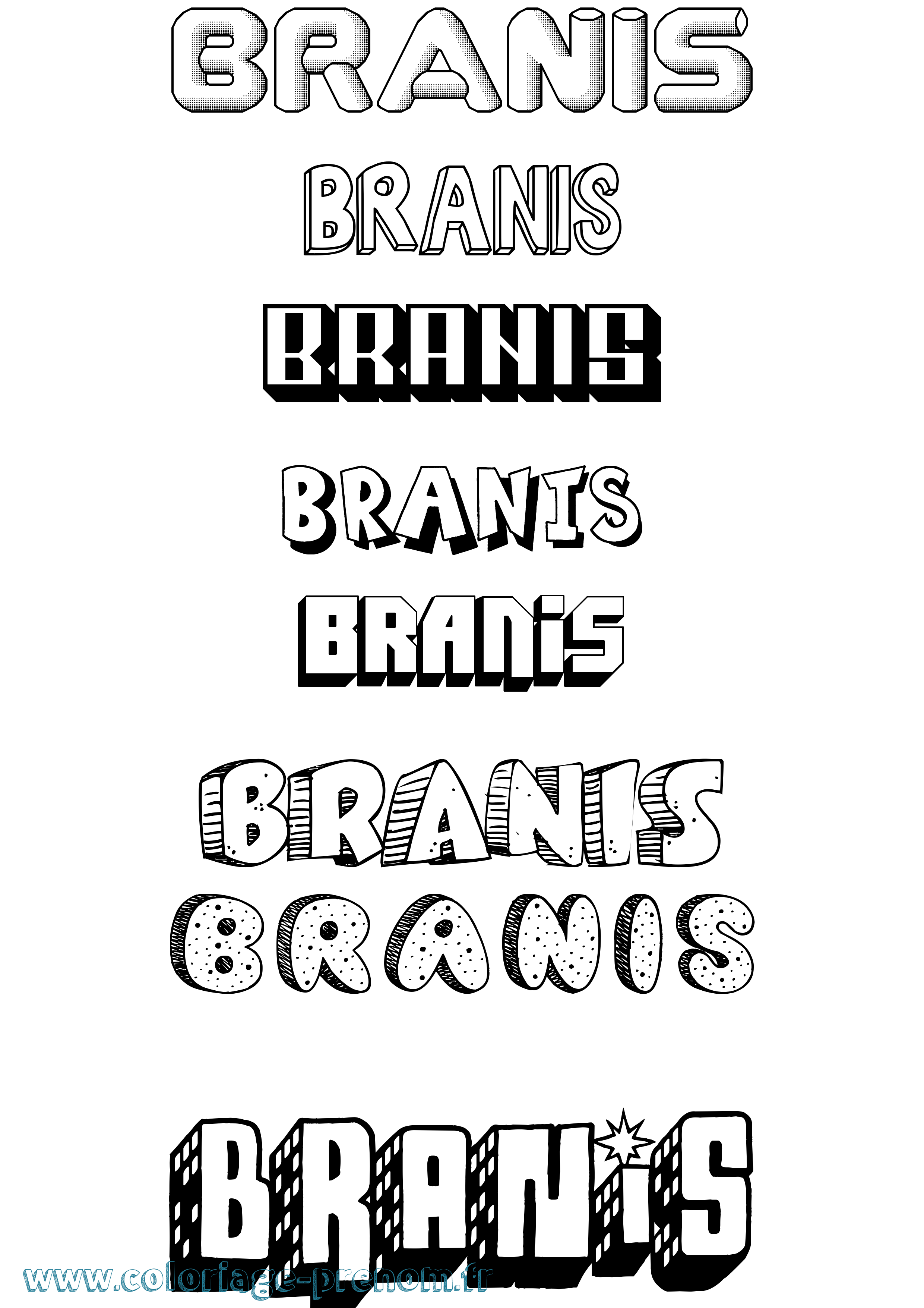 Coloriage Branis Effet 3D Coloriage prénom Branis Effet 3D