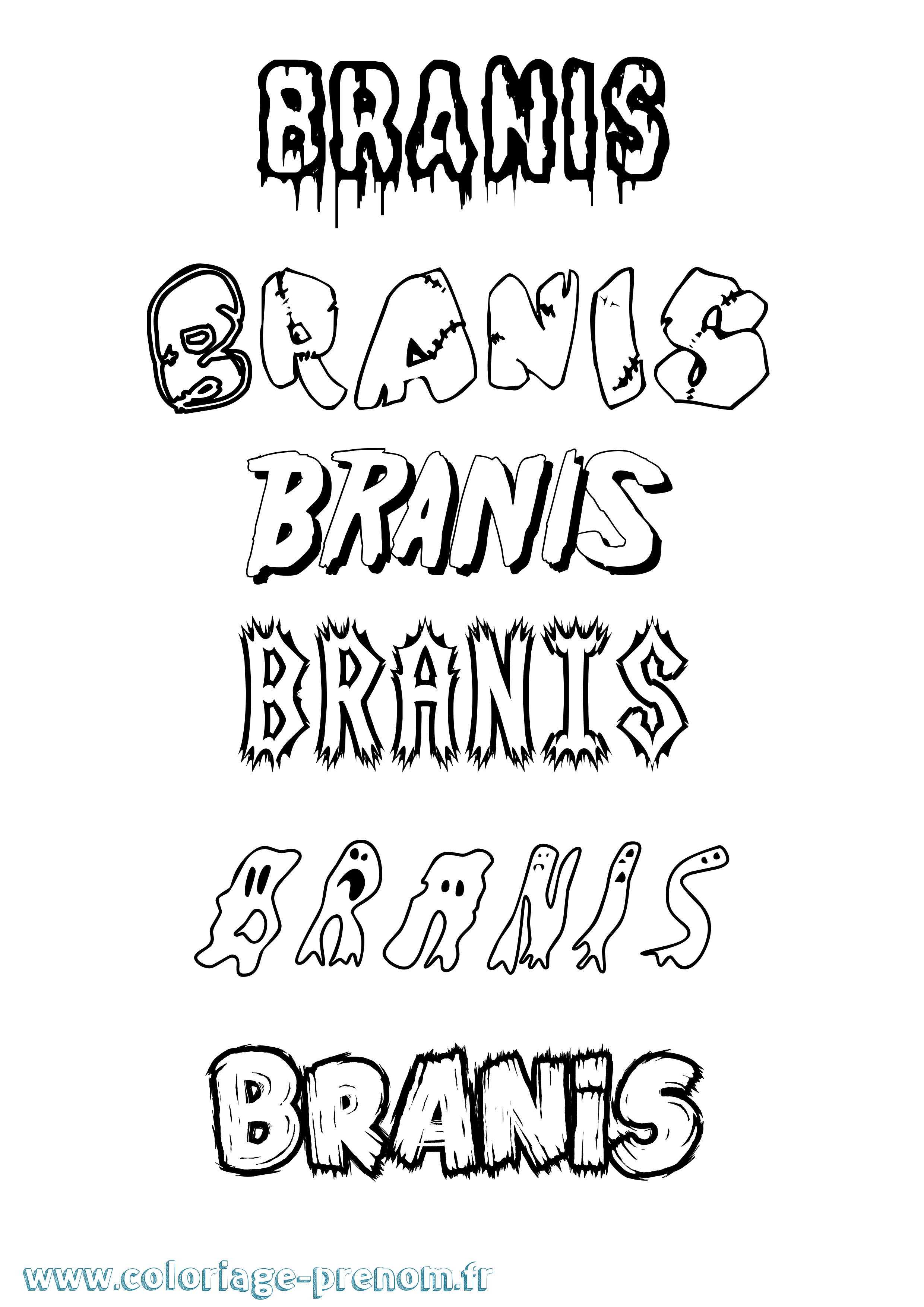 Coloriage Branis Frisson Coloriage prénom Branis Frisson