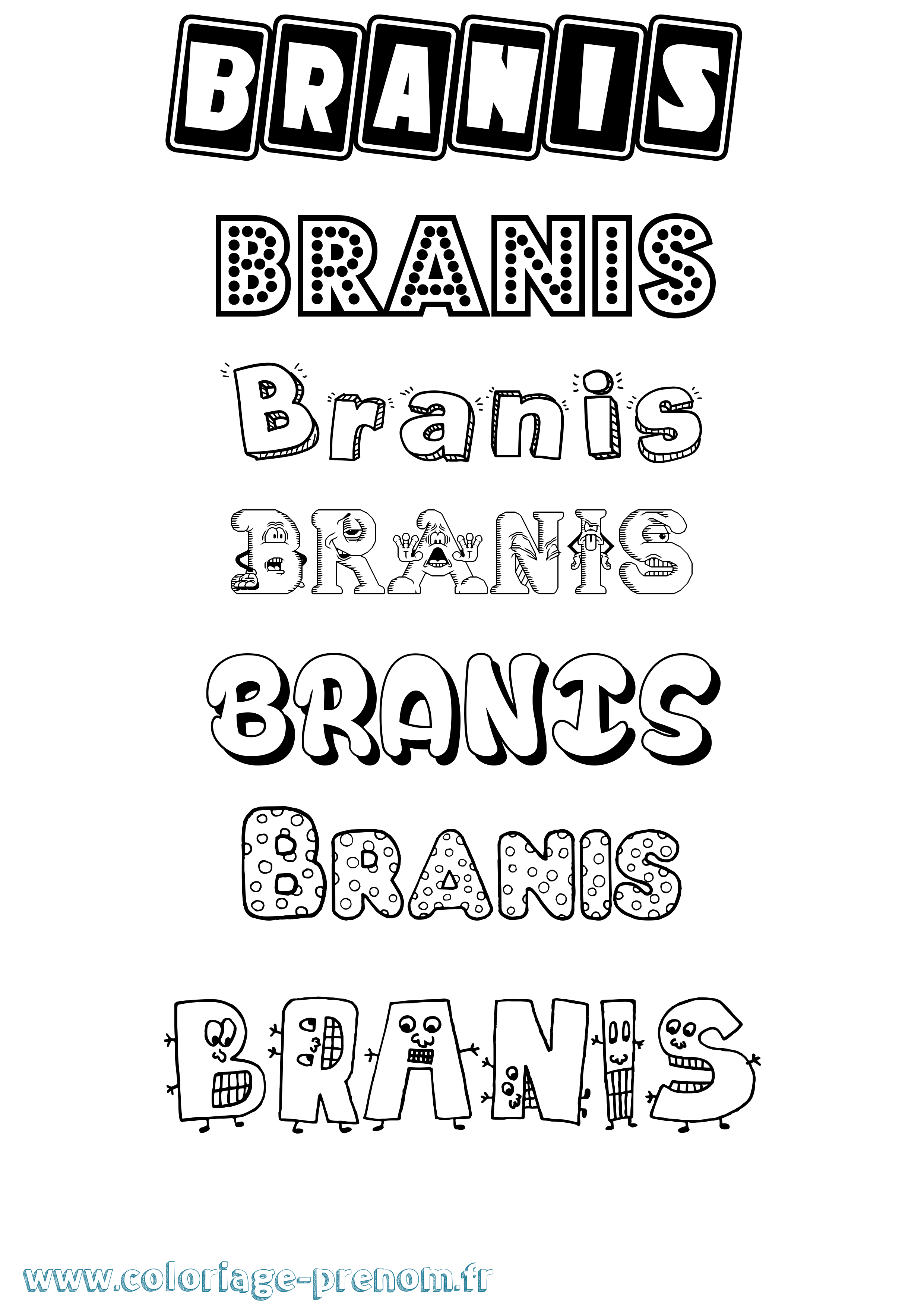 Coloriage Branis Fun Coloriage prénom Branis Fun