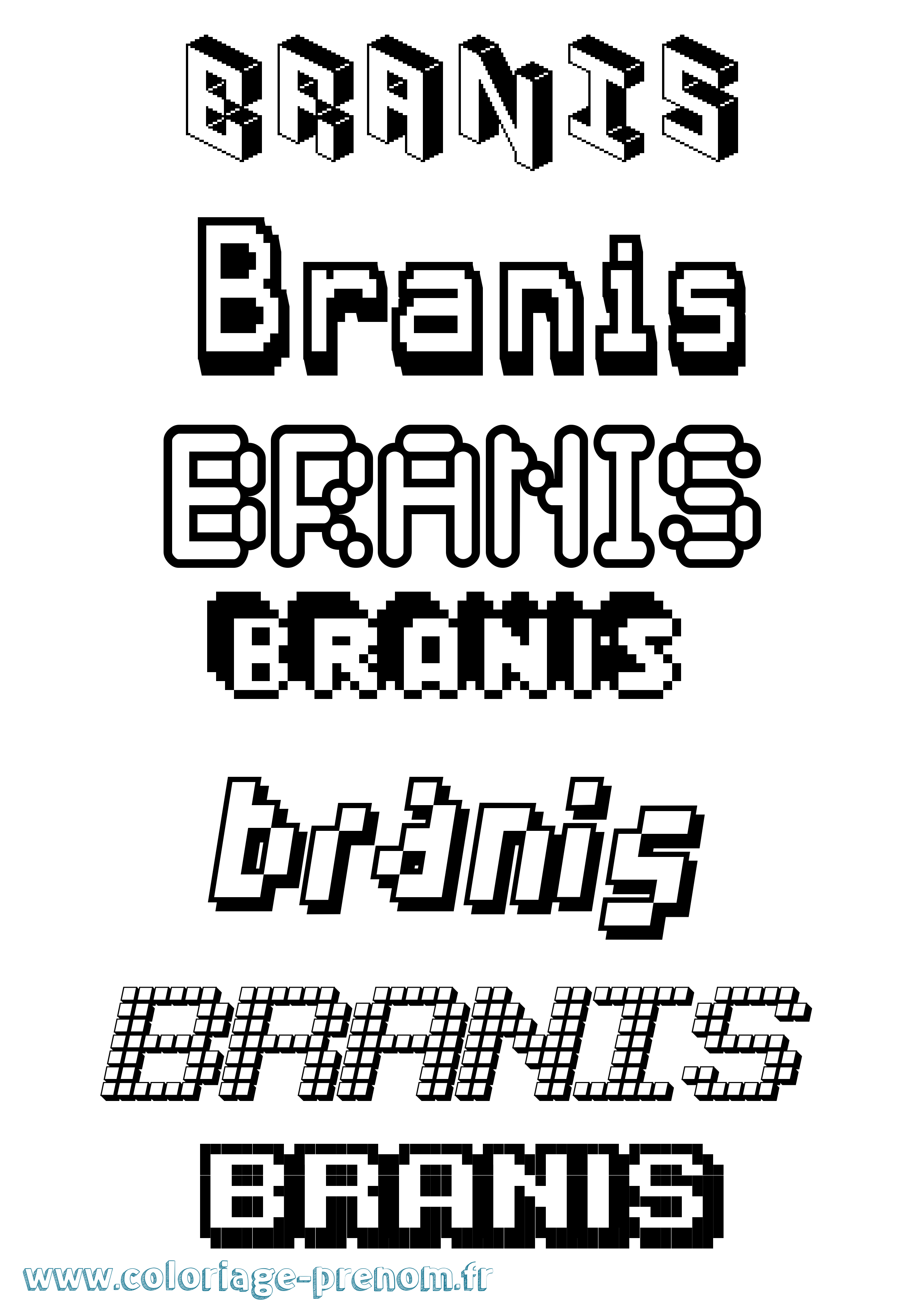 Coloriage Branis Pixel Coloriage prénom Branis Pixel