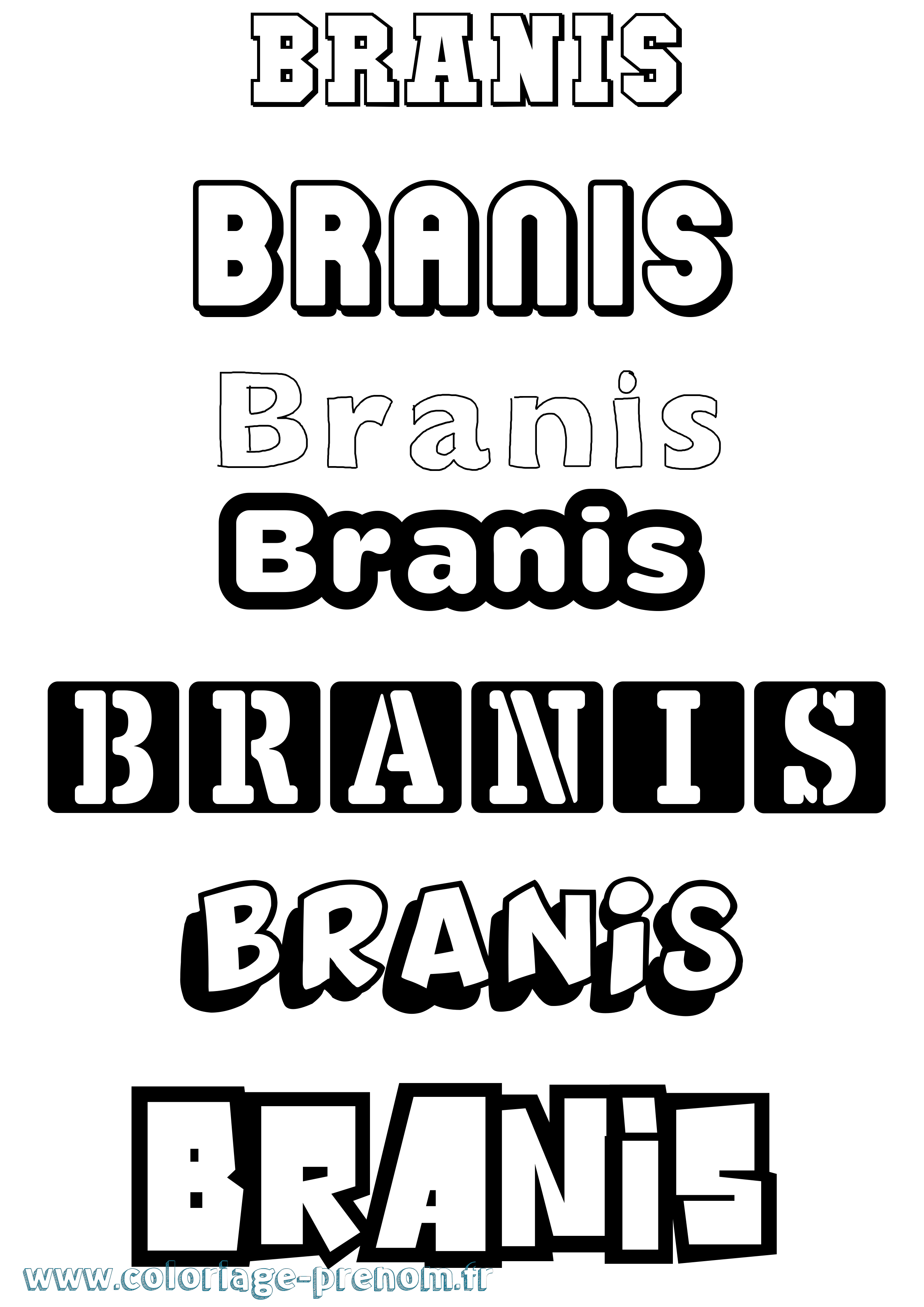 Coloriage Branis Simple Coloriage prénom Branis Simple