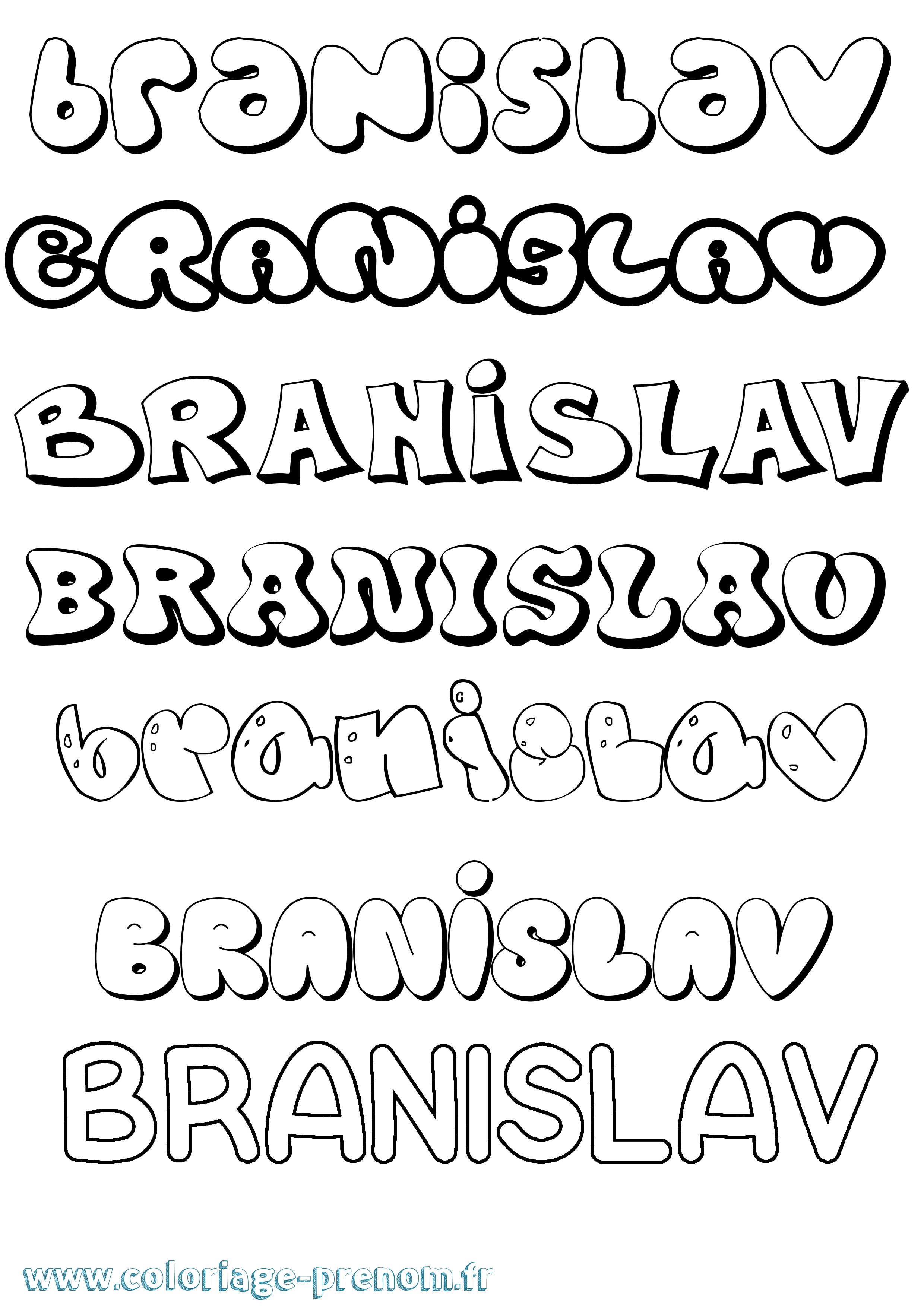 Coloriage prénom Branislav Bubble
