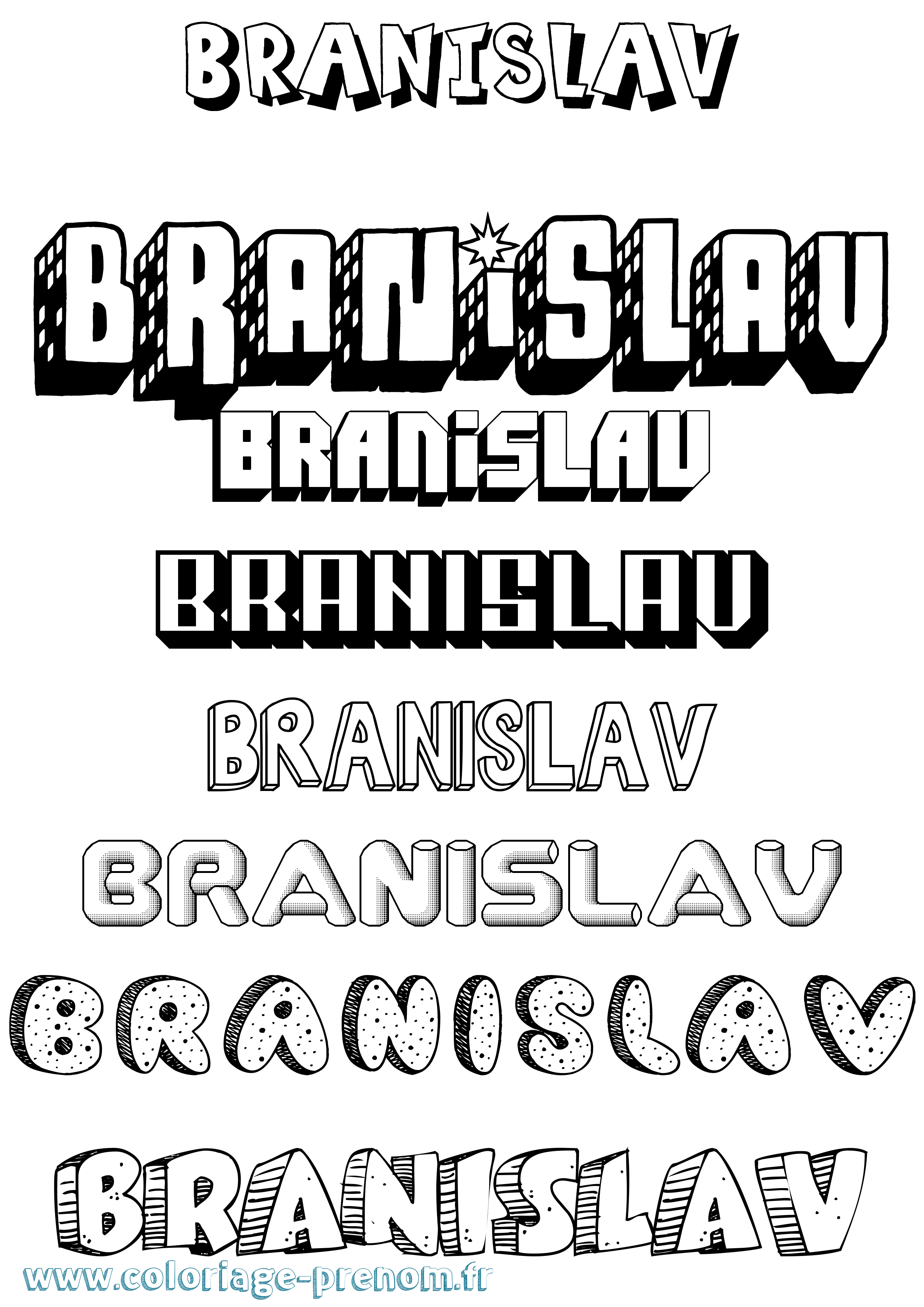 Coloriage prénom Branislav Effet 3D
