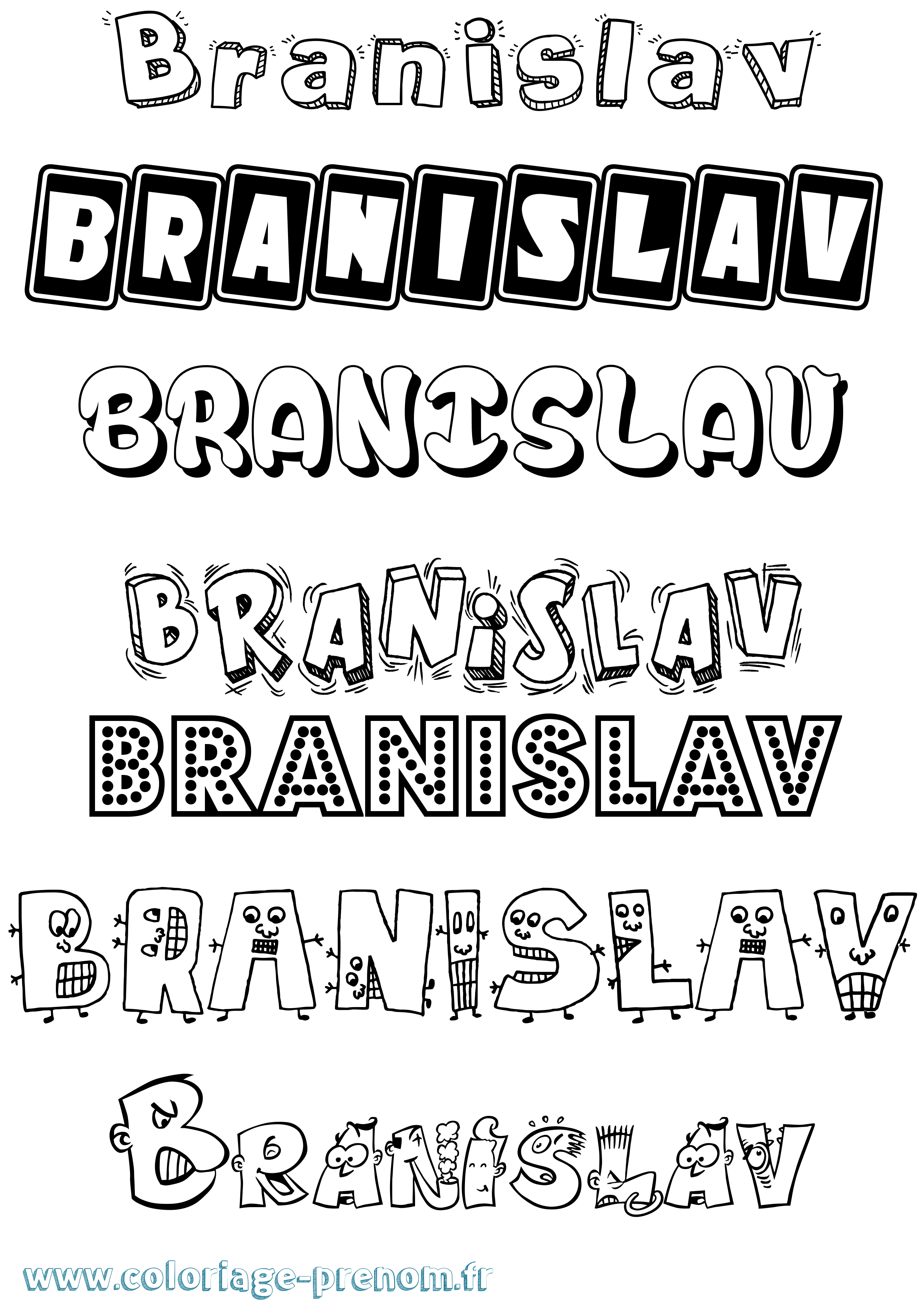 Coloriage prénom Branislav Fun