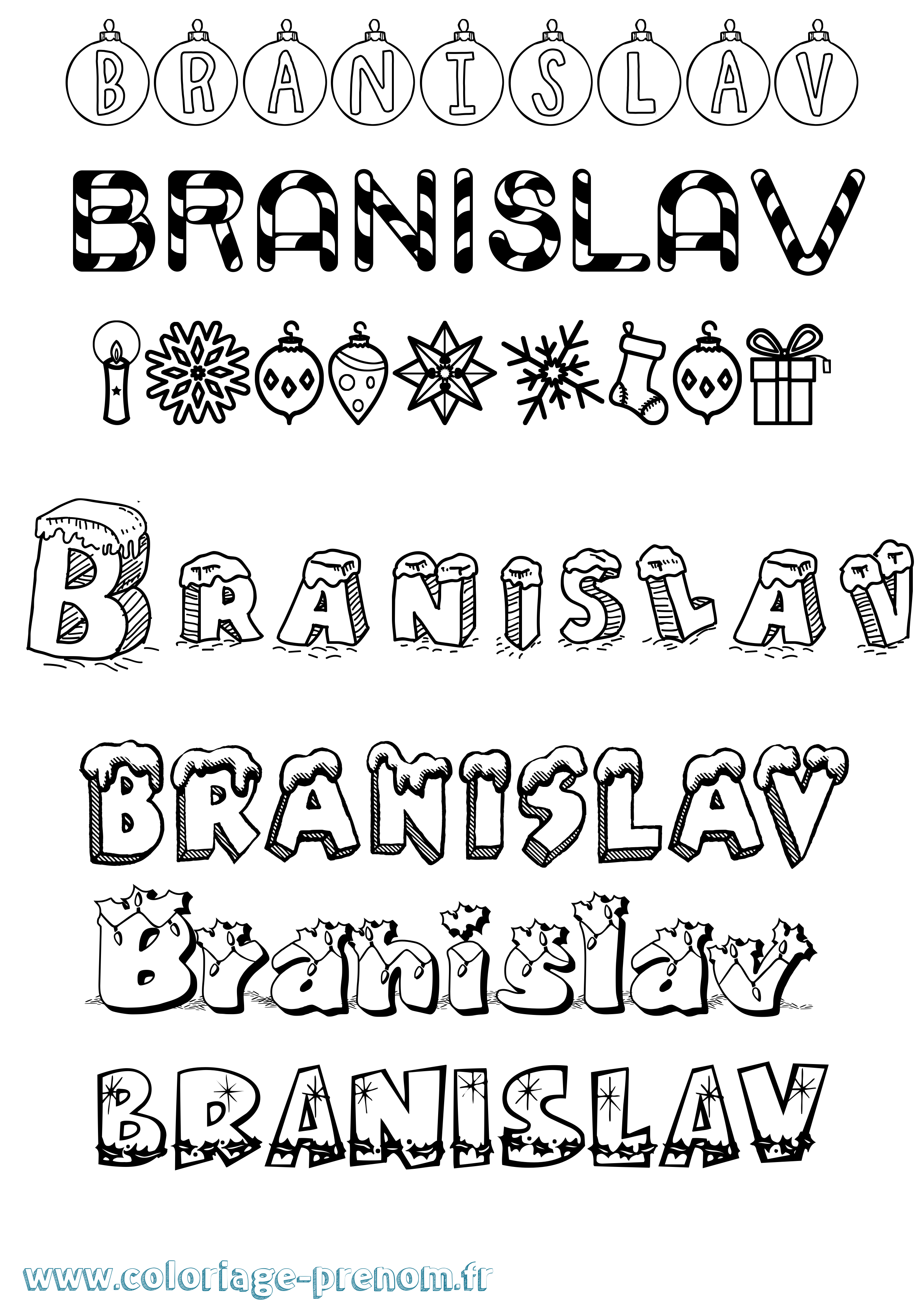 Coloriage prénom Branislav Noël