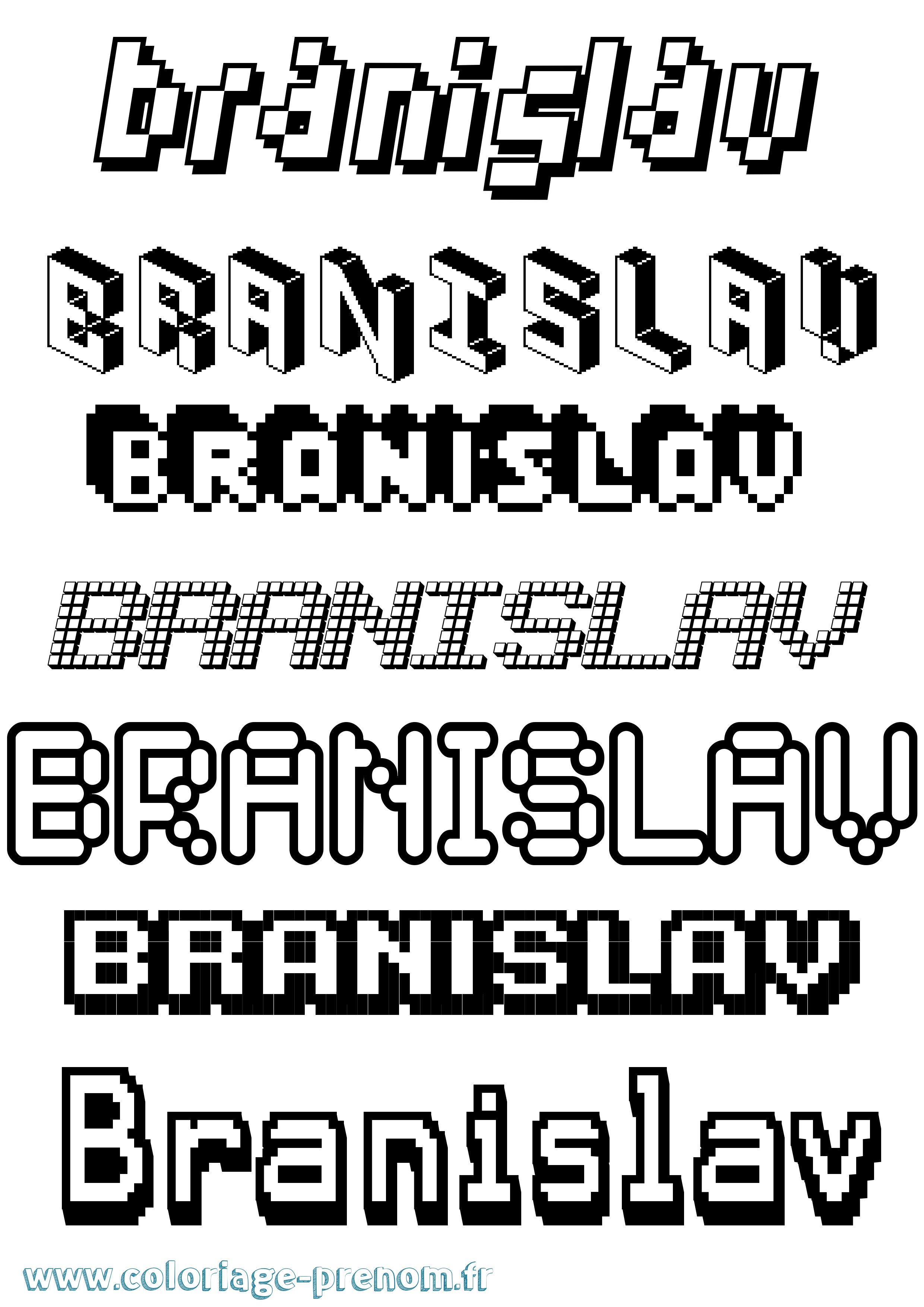 Coloriage prénom Branislav Pixel
