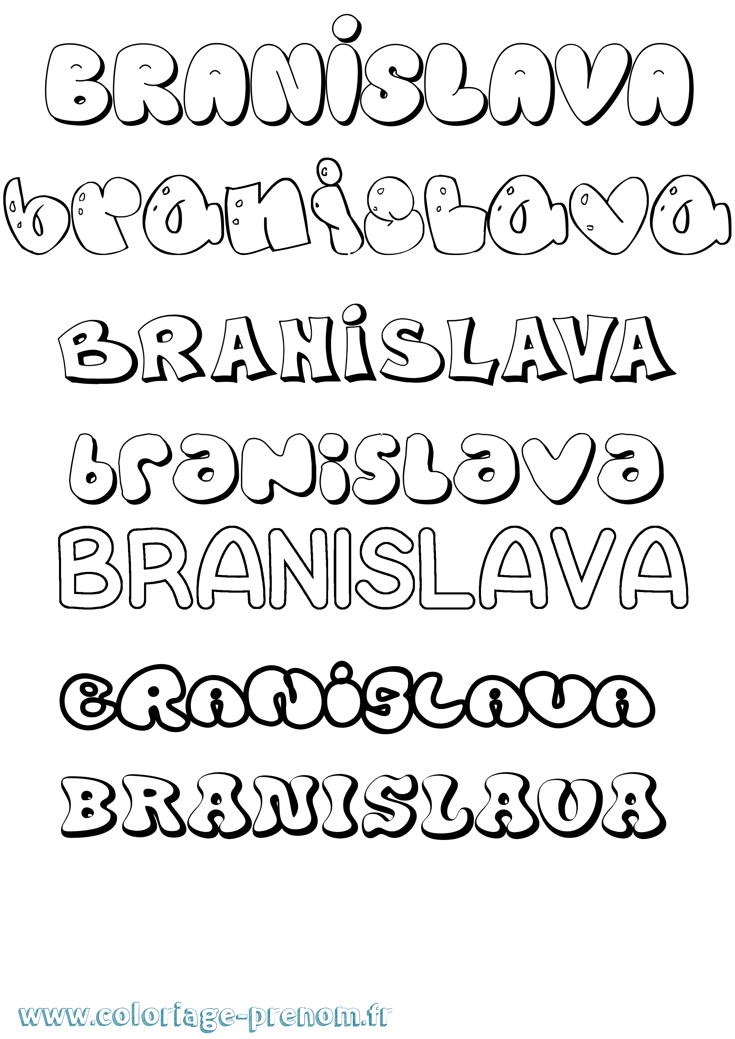 Coloriage prénom Branislava Bubble
