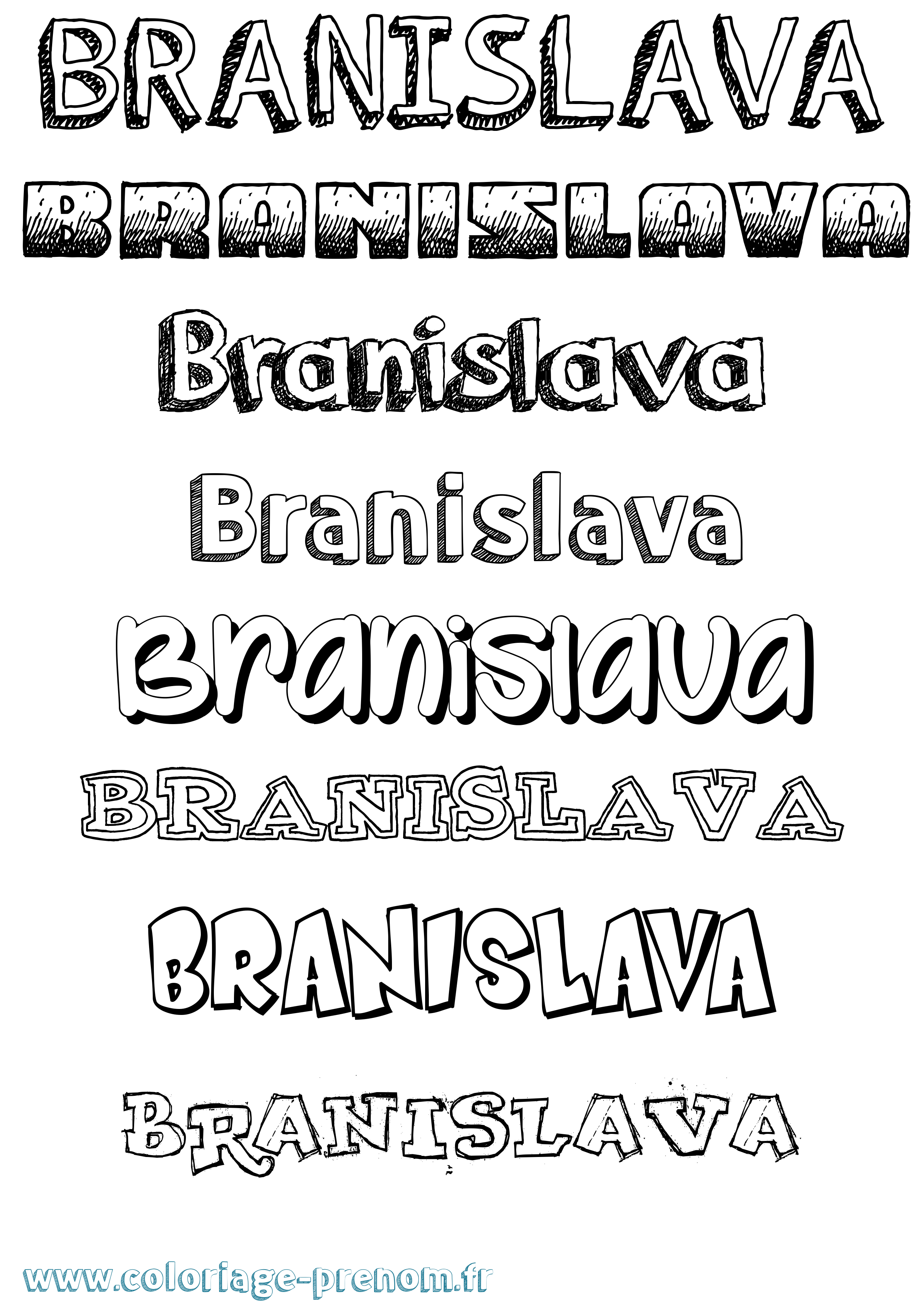Coloriage prénom Branislava Dessiné