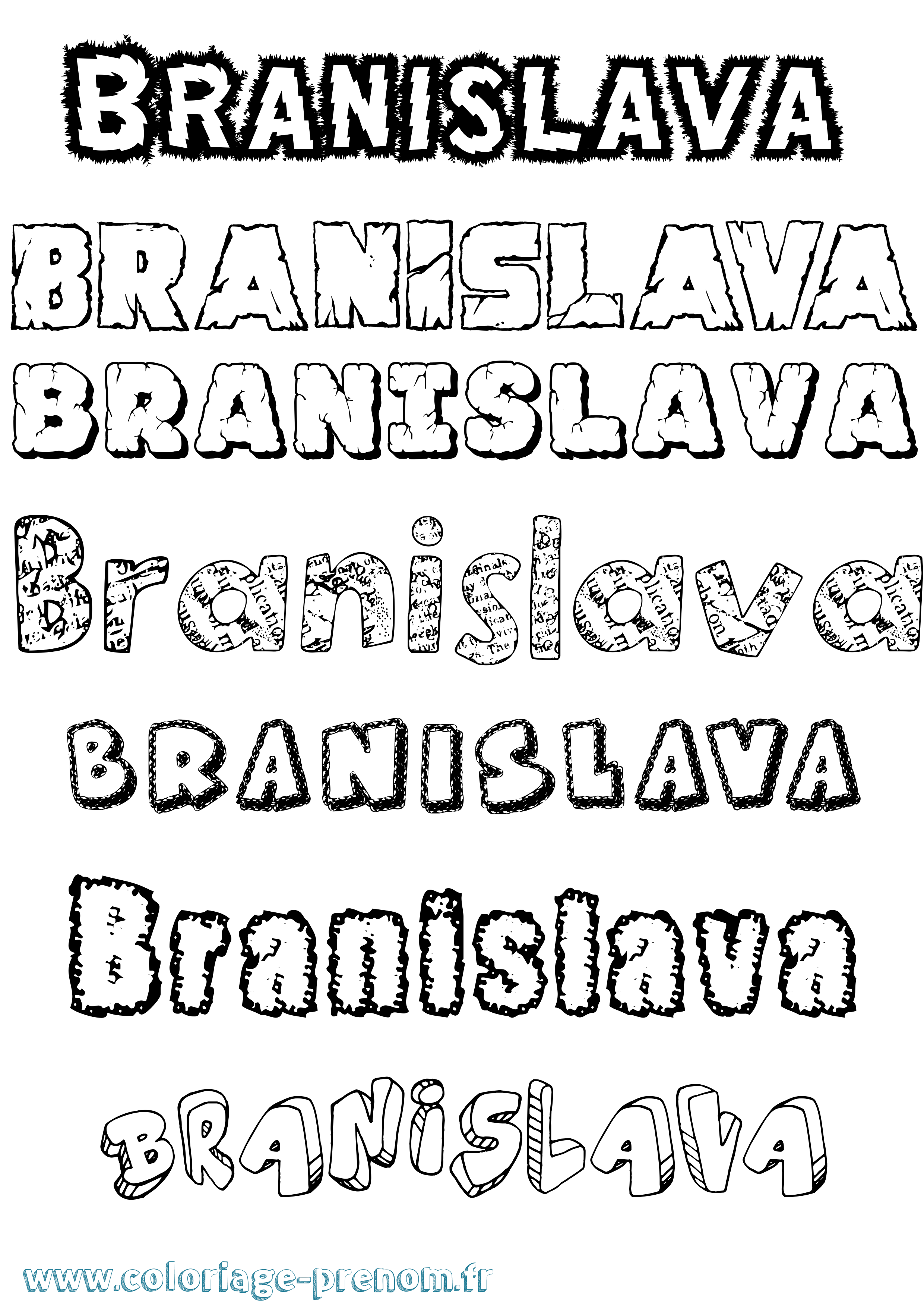 Coloriage prénom Branislava Destructuré