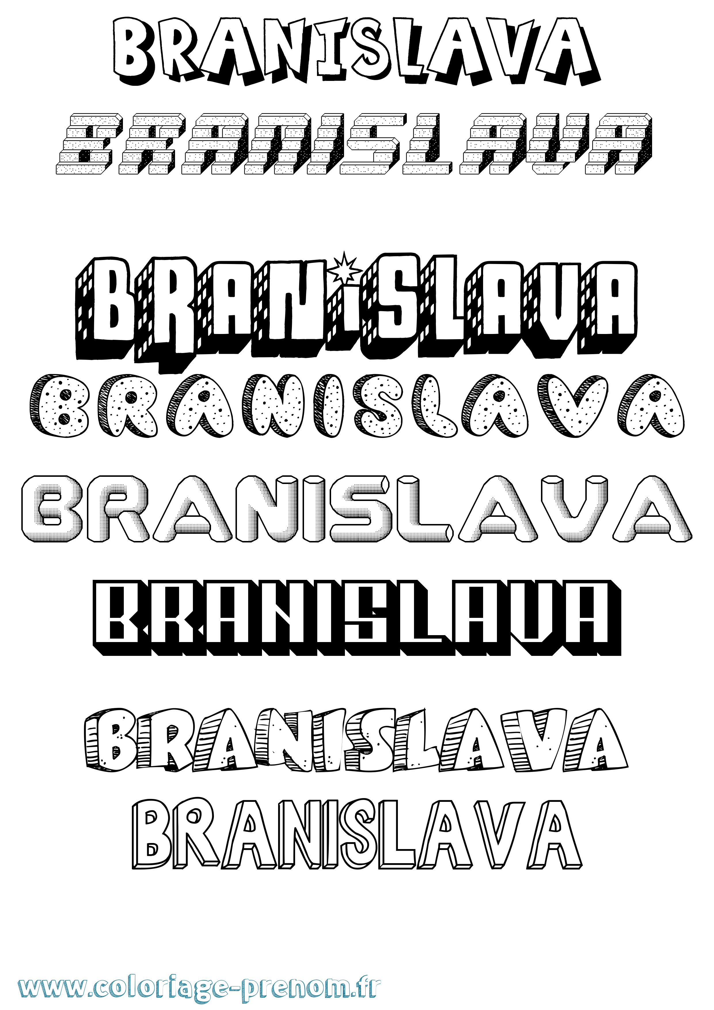 Coloriage prénom Branislava Effet 3D