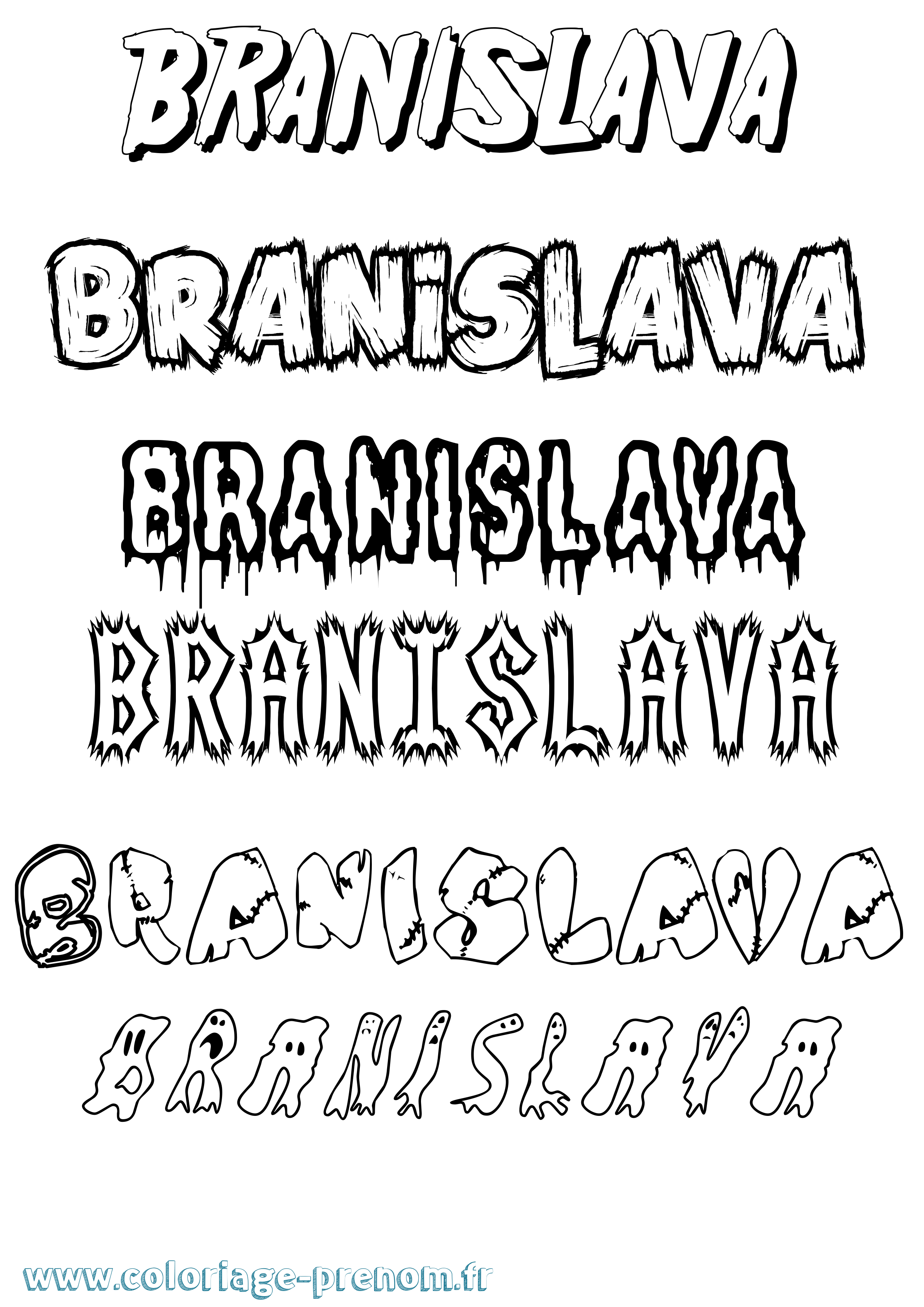 Coloriage prénom Branislava Frisson