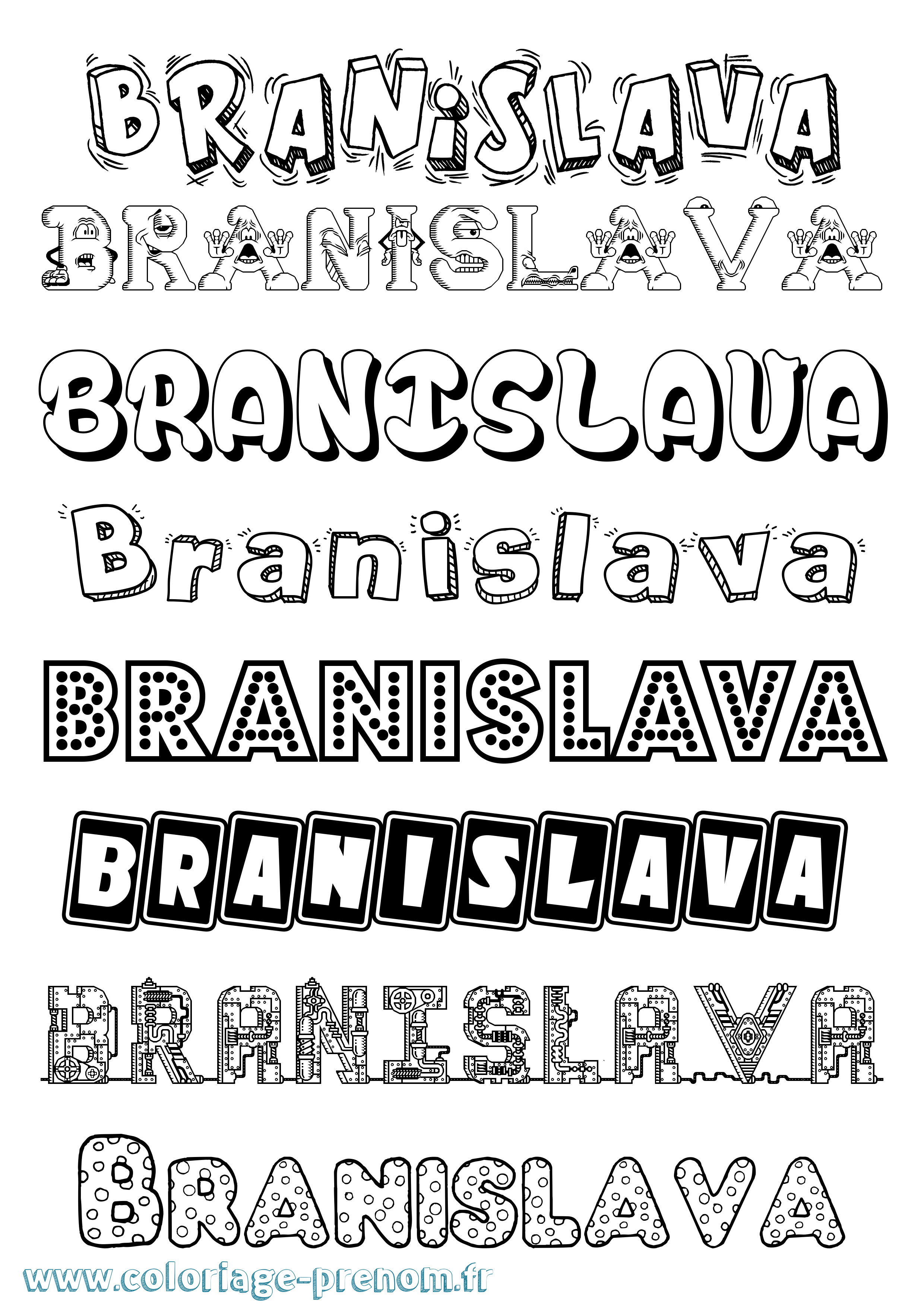 Coloriage prénom Branislava Fun