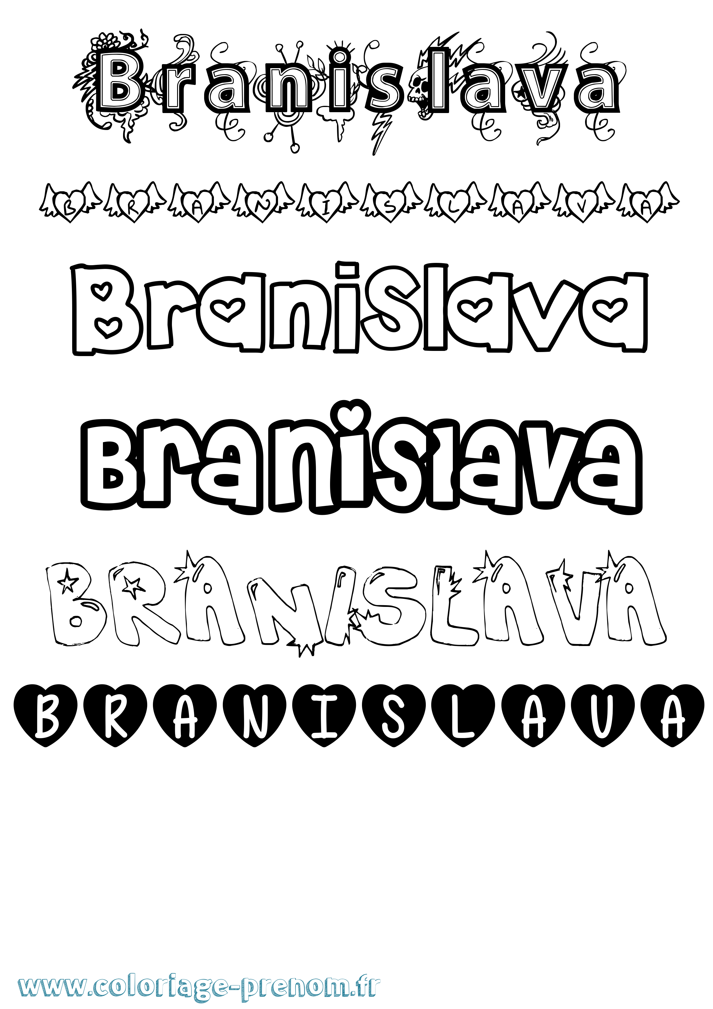 Coloriage prénom Branislava Girly