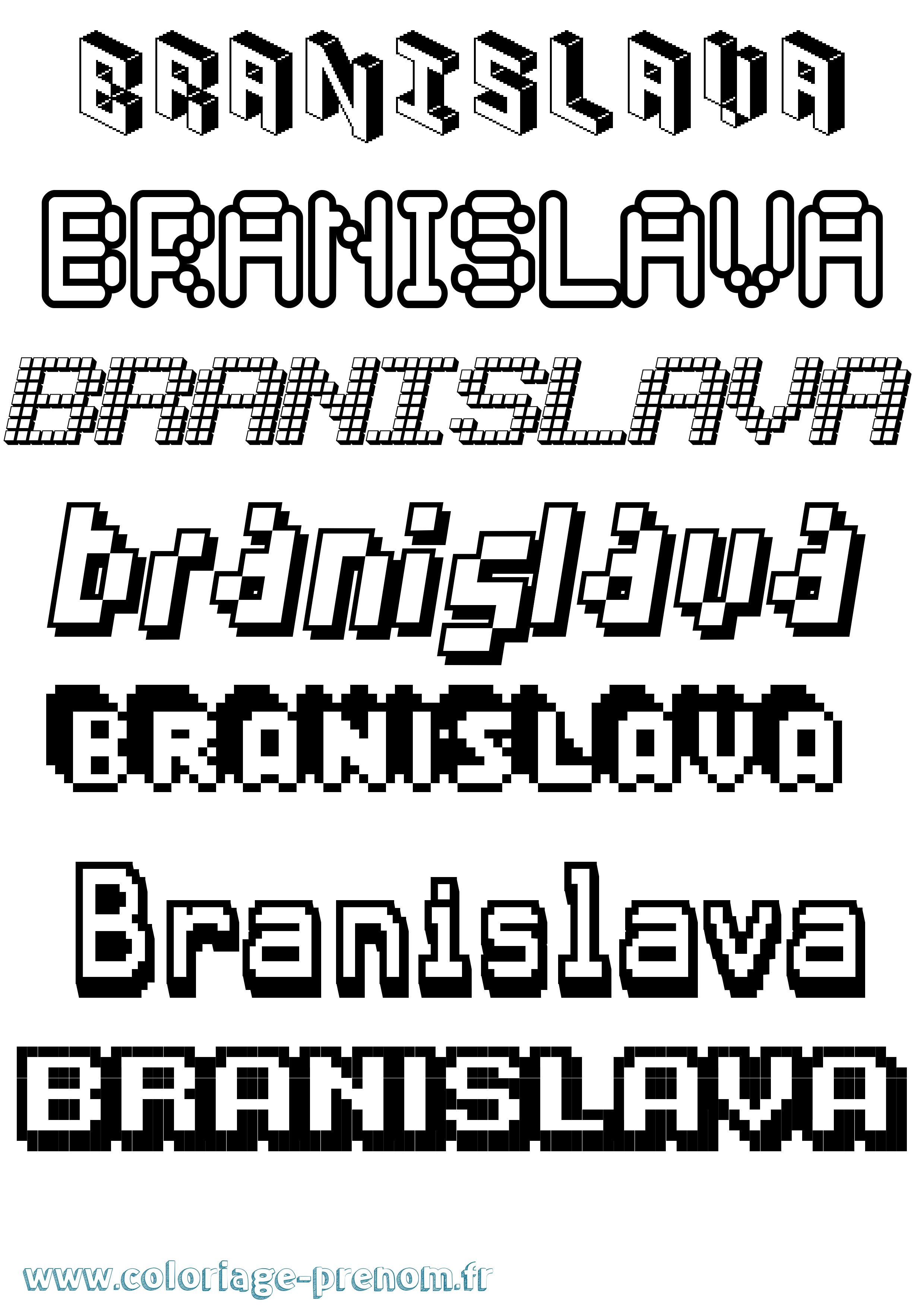 Coloriage prénom Branislava Pixel