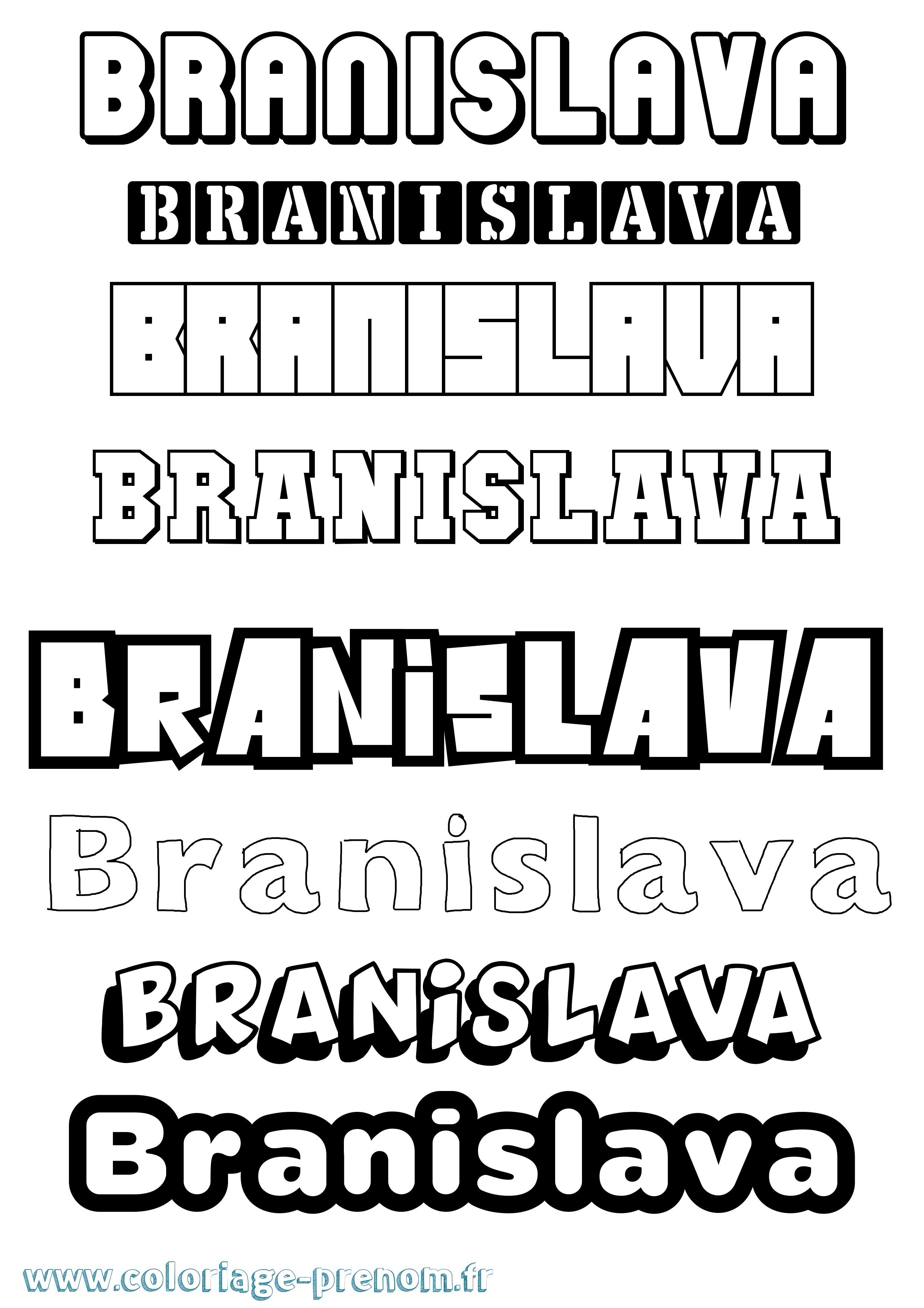 Coloriage prénom Branislava Simple