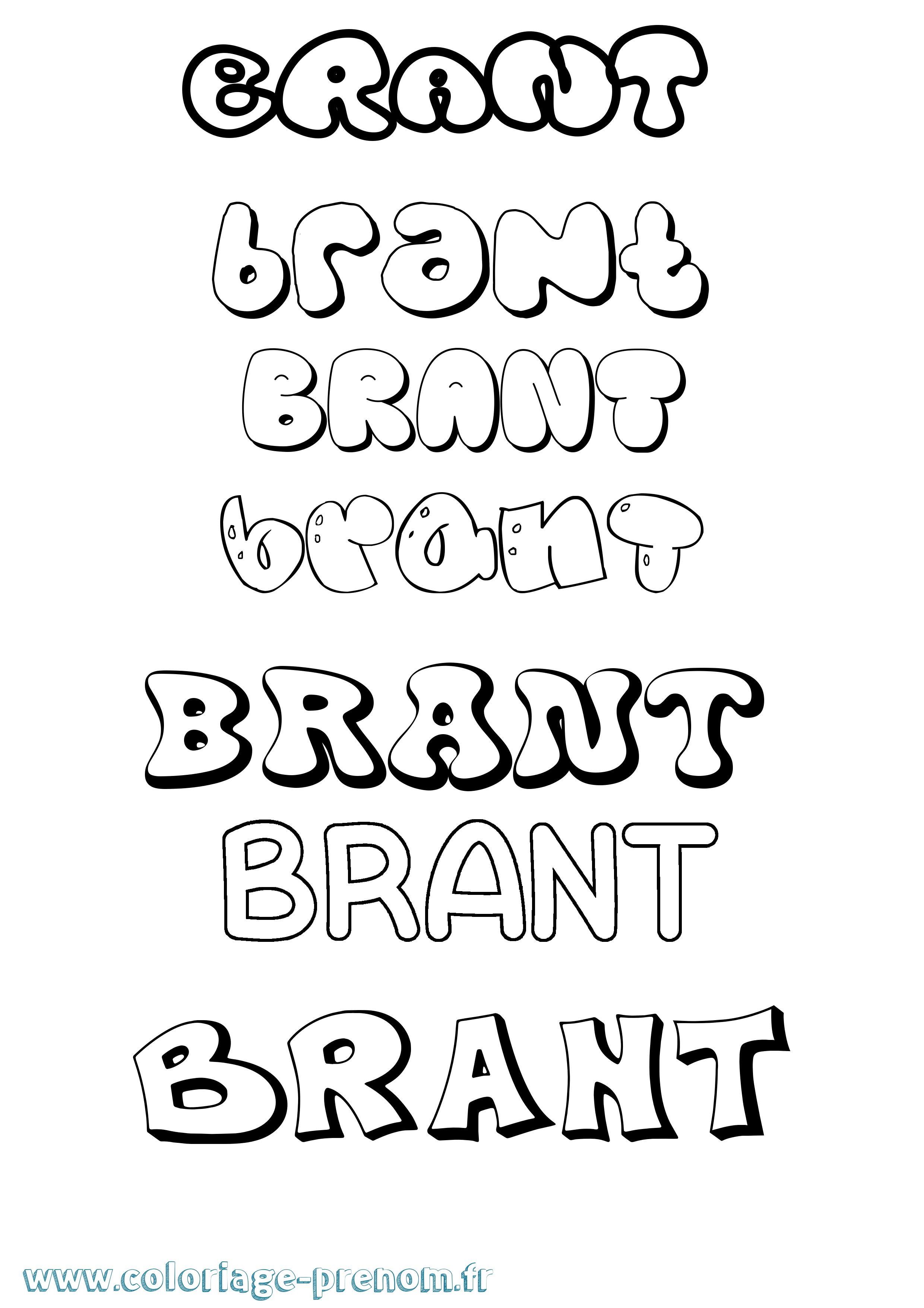 Coloriage prénom Brant Bubble