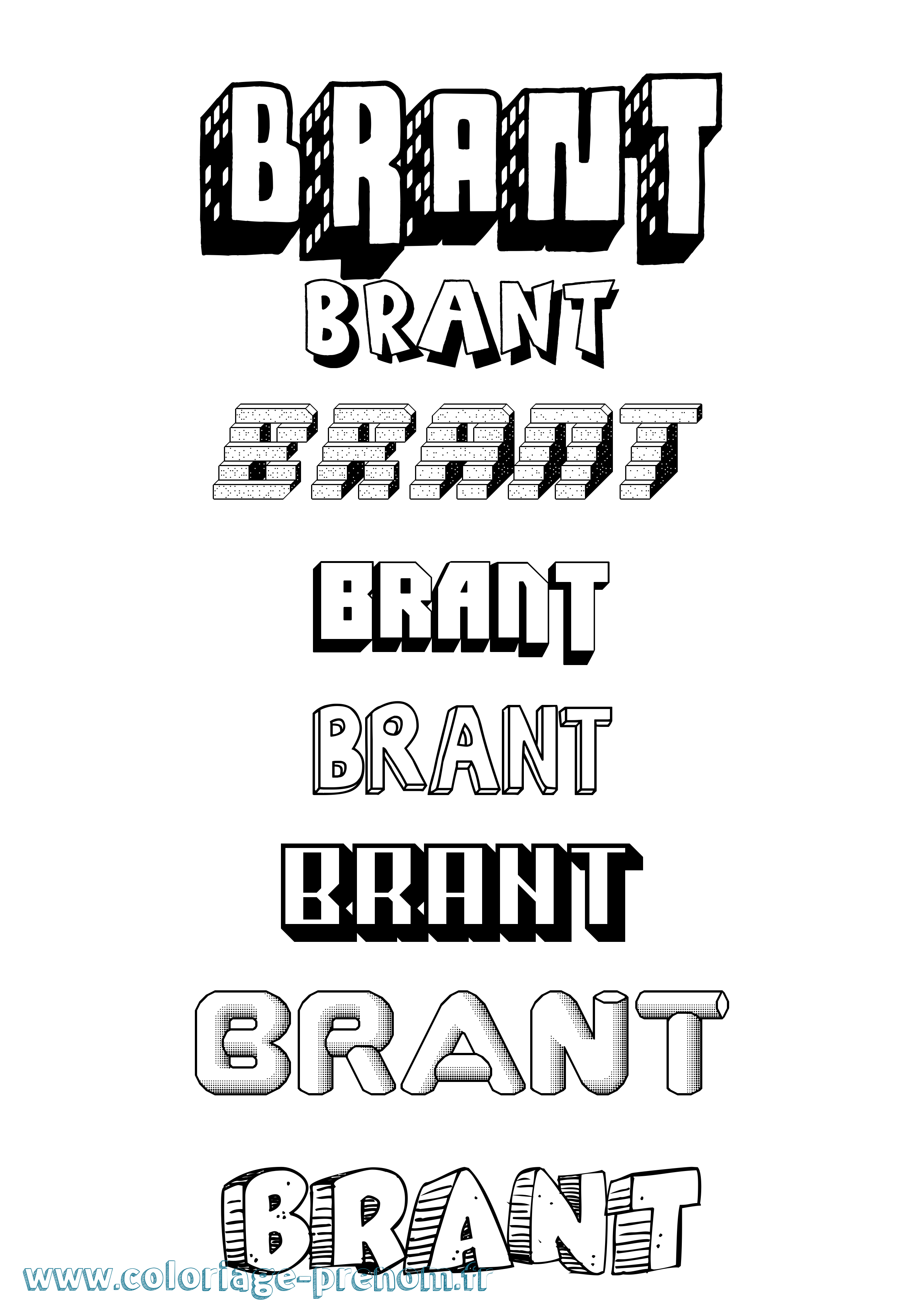 Coloriage prénom Brant Effet 3D